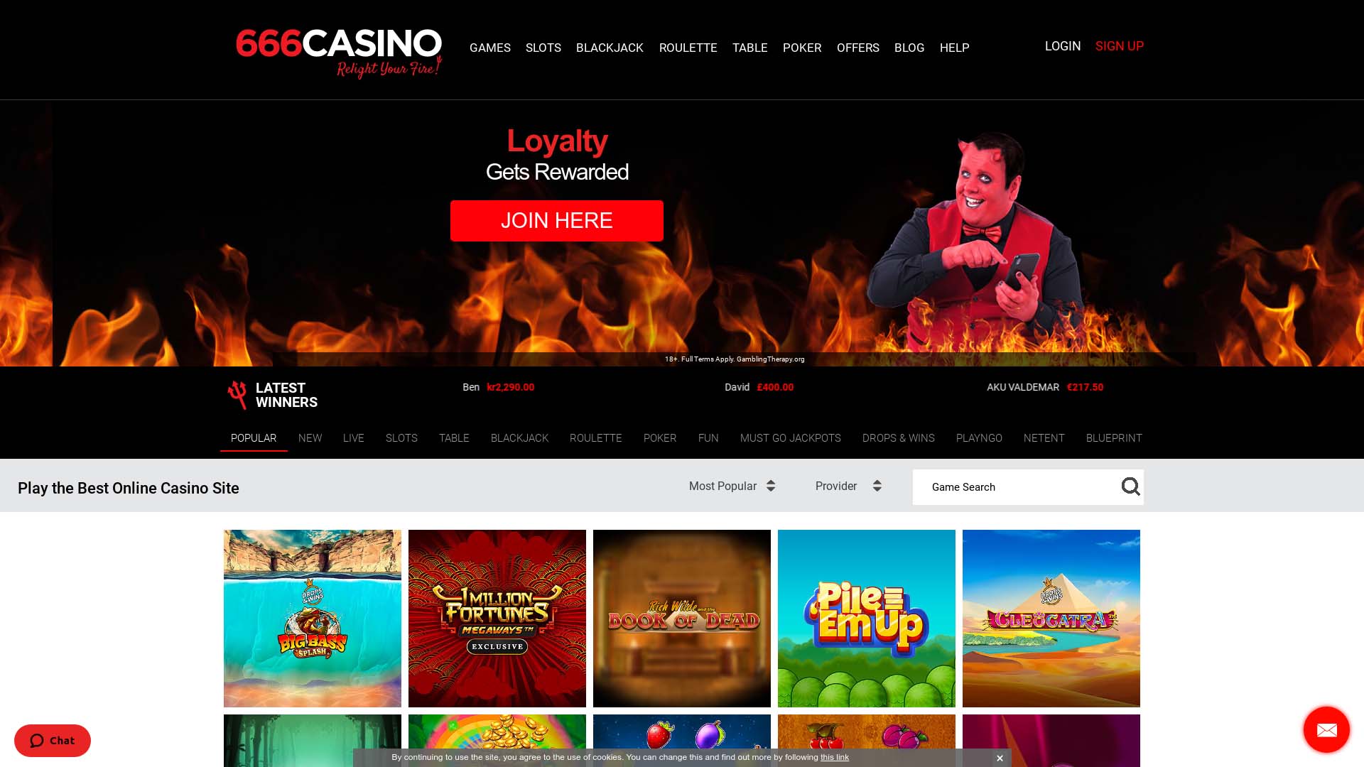Screenshot of 666 Casino taken in 2025