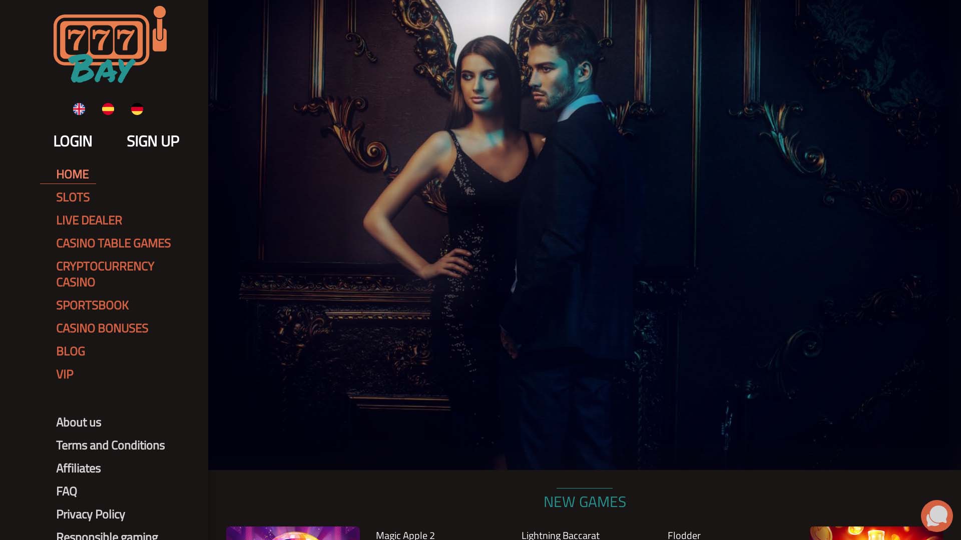 Screenshot of 777bay Casino taken in 2025