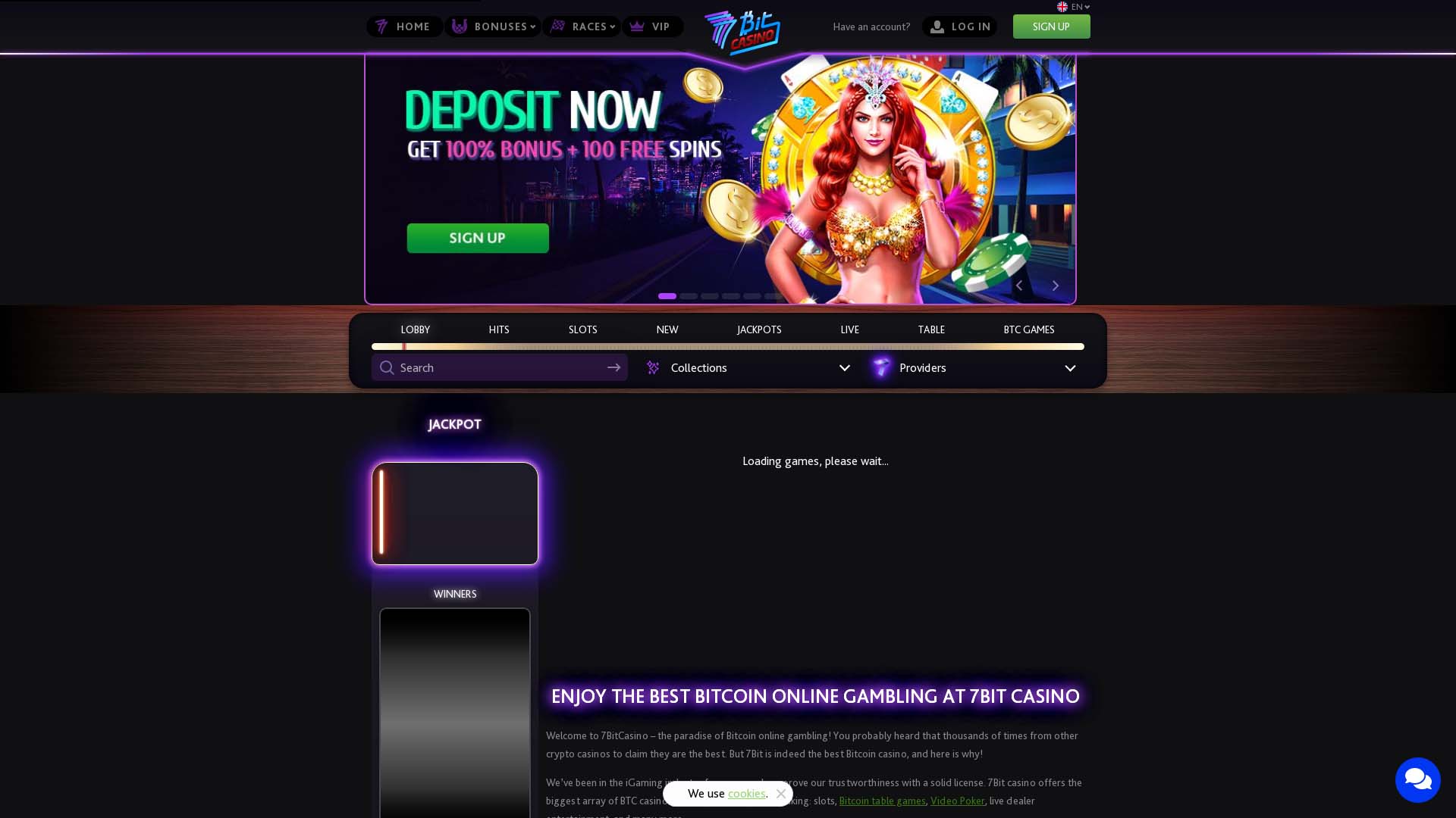 Screenshot of 7BitCasino taken in 2025