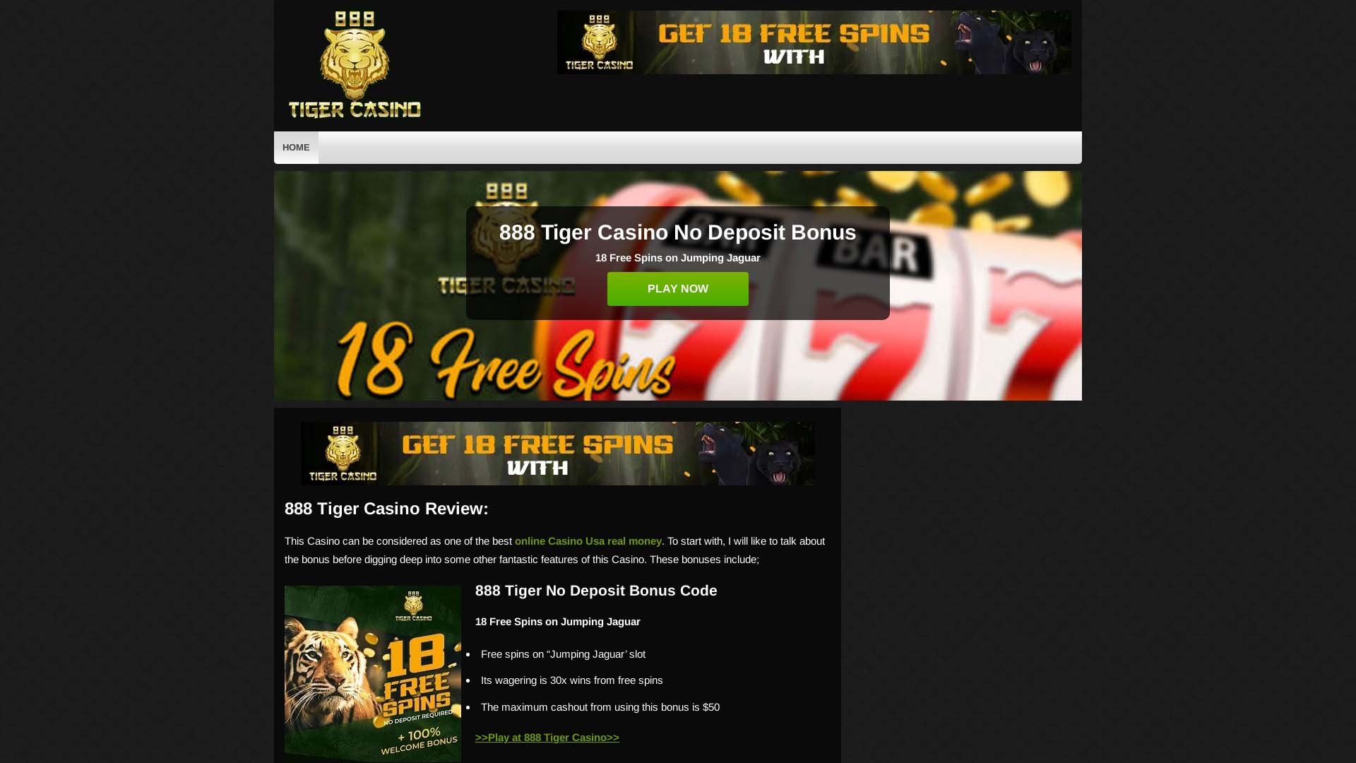 Screenshot of 888 Tiger Casino taken in 2025