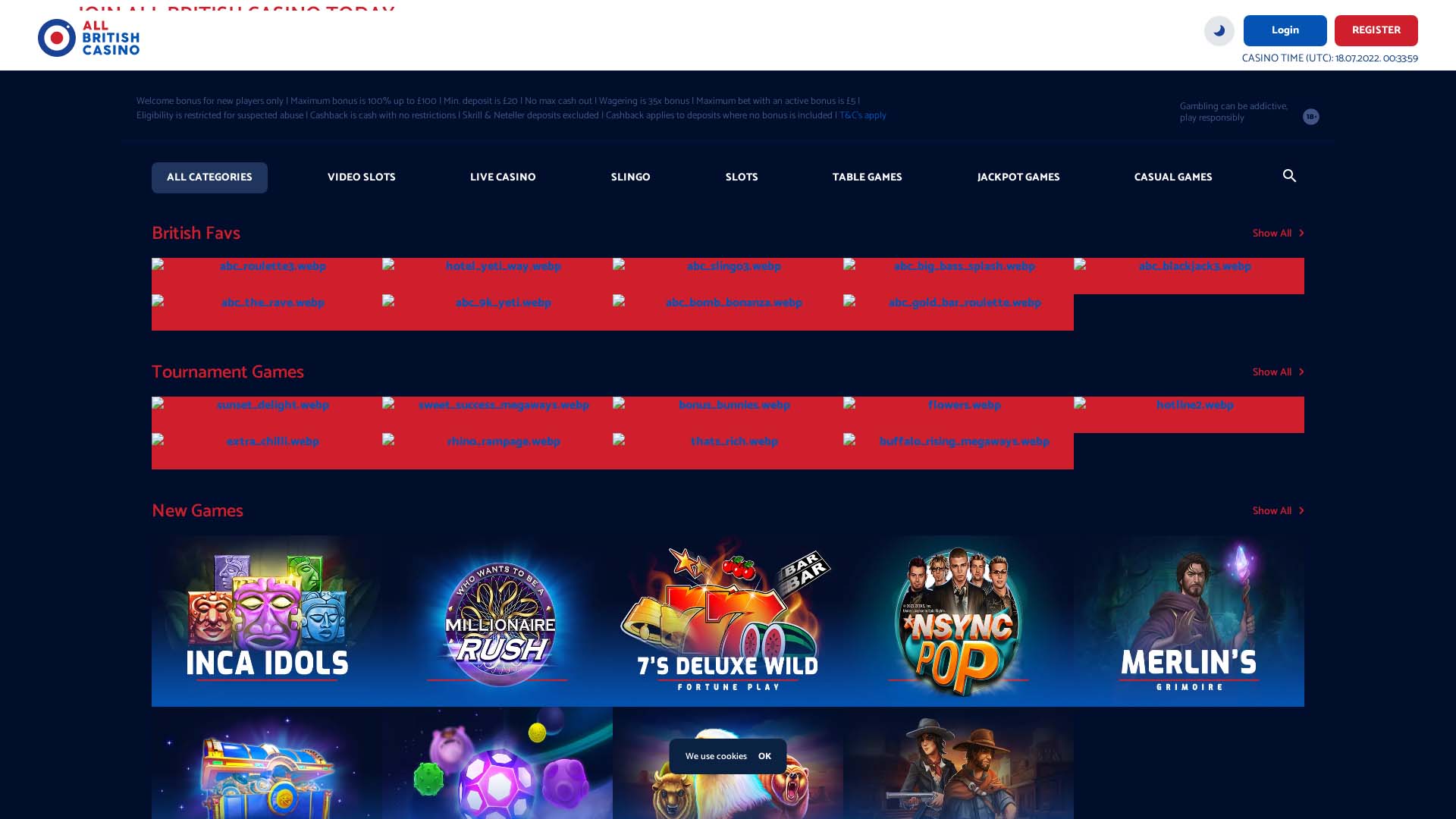 Screenshot of All British Casino taken in 2025
