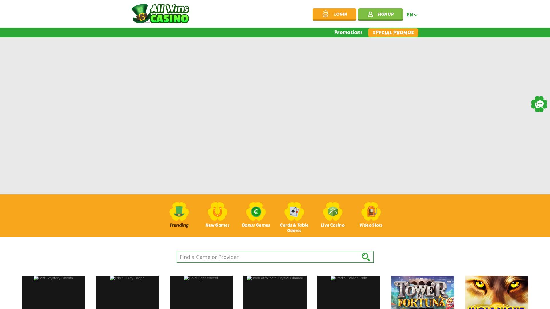 Screenshot of All Wins Casino taken in 2025 Screenshot of All Wins Casino taken in 2025
