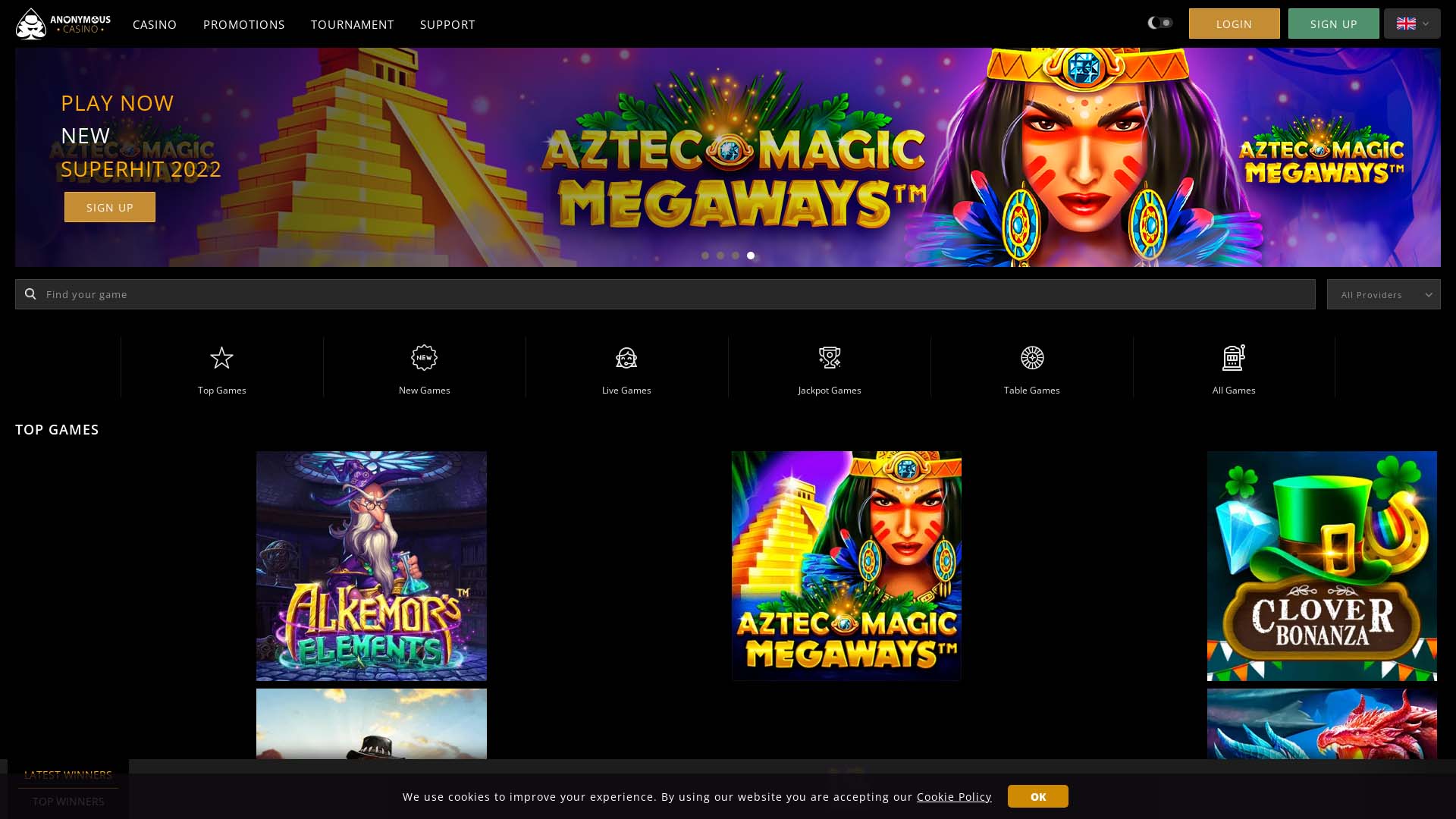 Screenshot of Anonymous Casino taken in 2025 Screenshot of Anonymous Casino taken in 2025