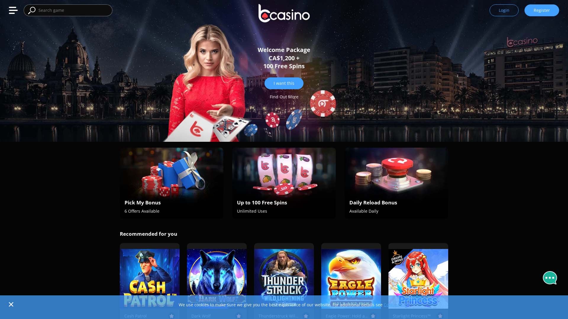 Screenshot of bCasino taken in 2025