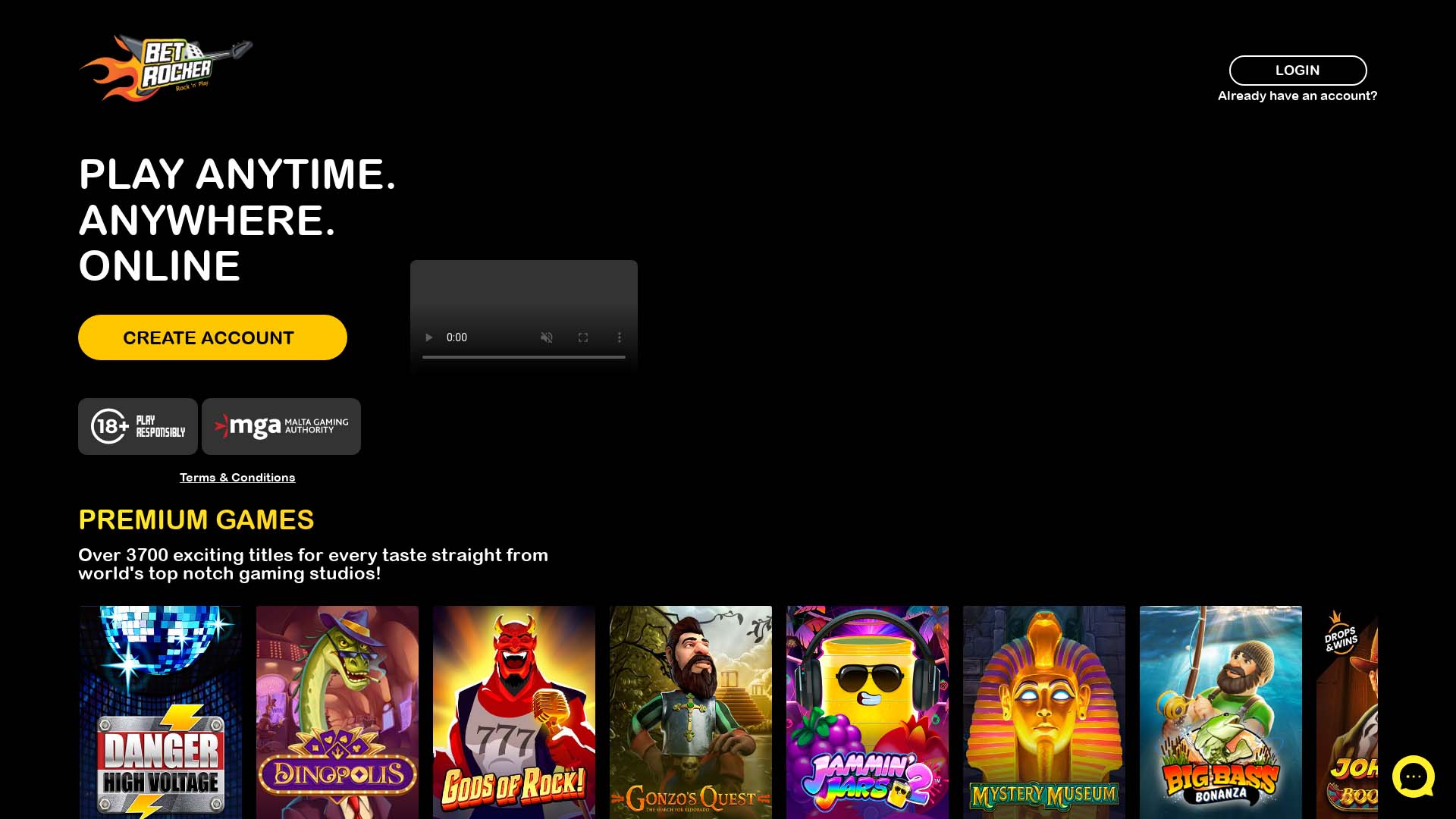 Screenshot of Betrocker Casino taken in 2025