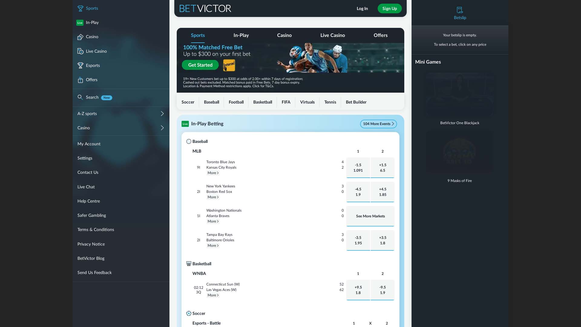 Screenshot of Betvictor Casino taken in 2025