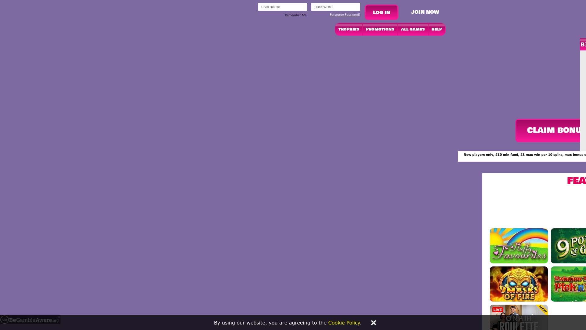 Screenshot of Bingo Fling taken in 2025