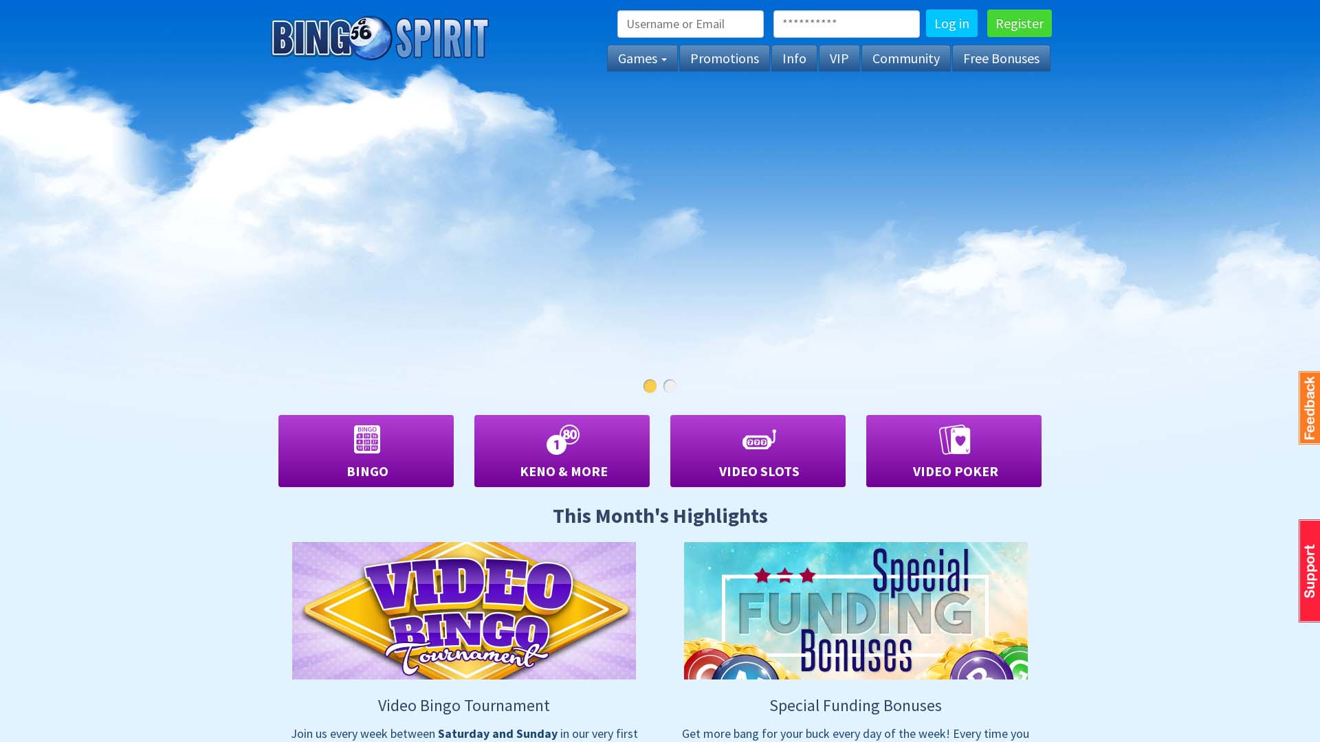 Screenshot of BingoSpirit taken in 2025