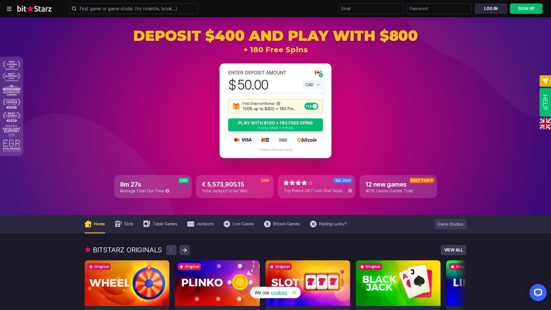 Screenshot of BitStarz Casino taken in 2025 Screenshot of BitStarz Casino taken in 2025