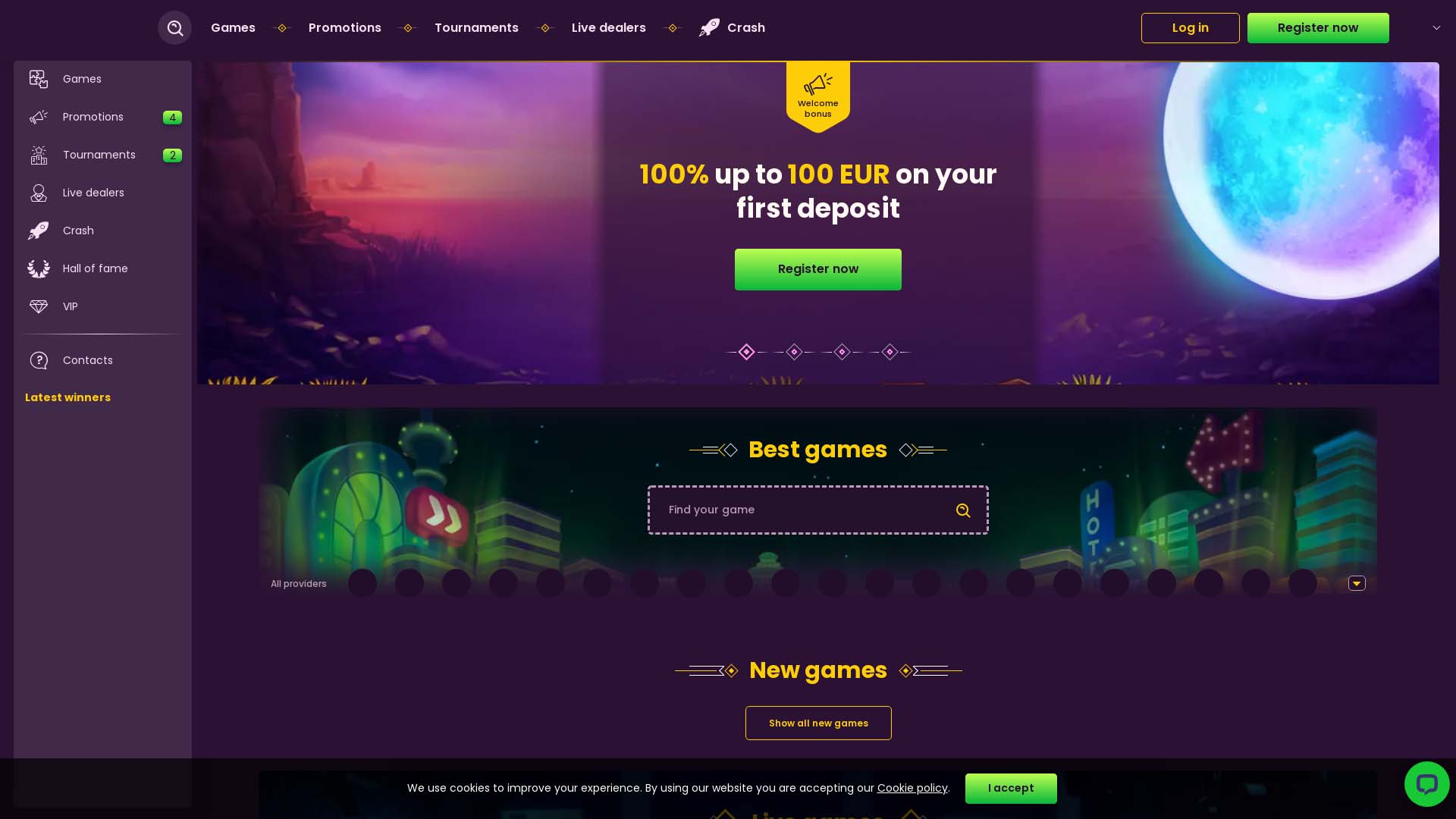 Screenshot of Bizzo Casino taken in 2025