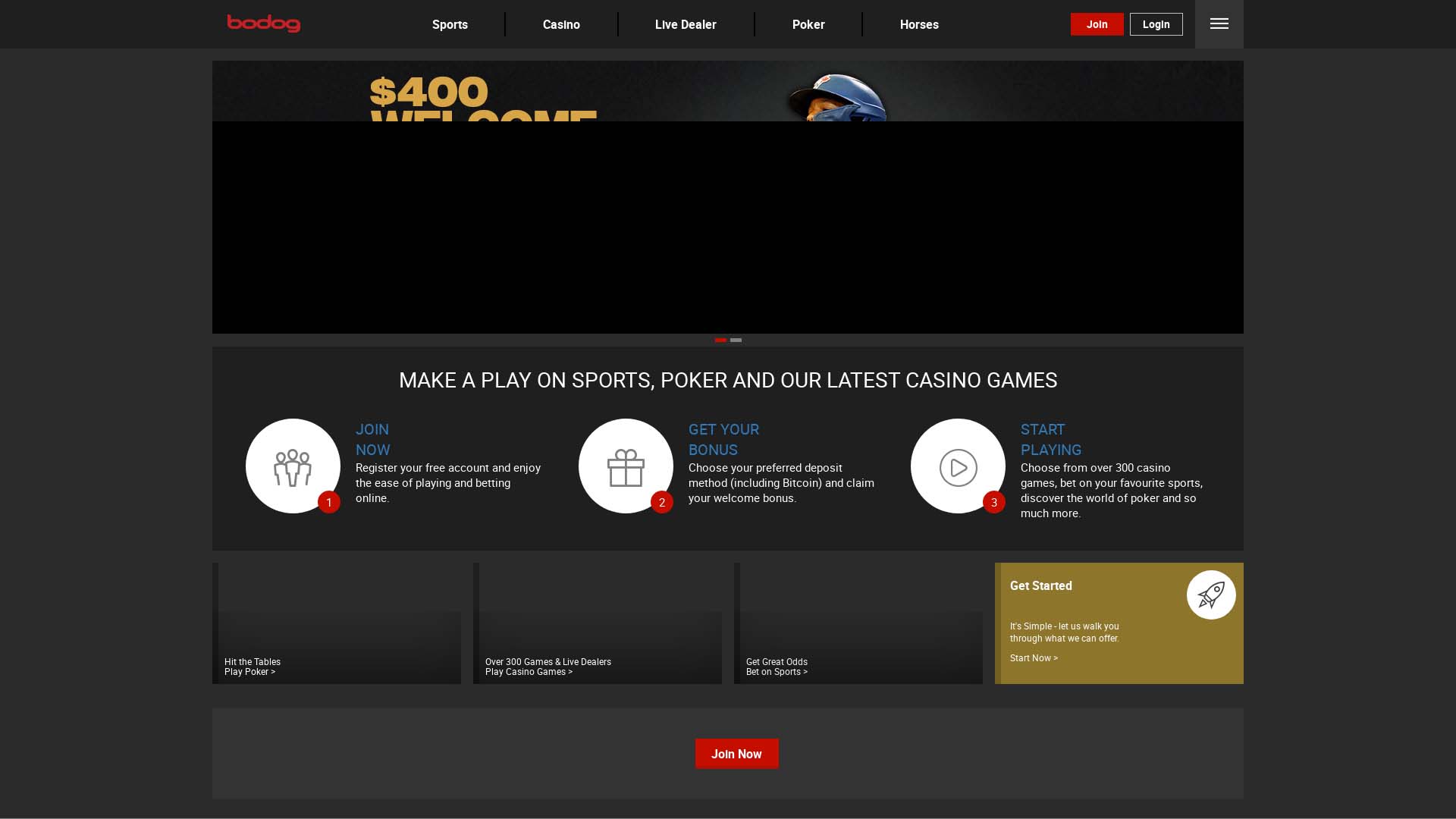 Screenshot of Bodog Casino taken in 2025