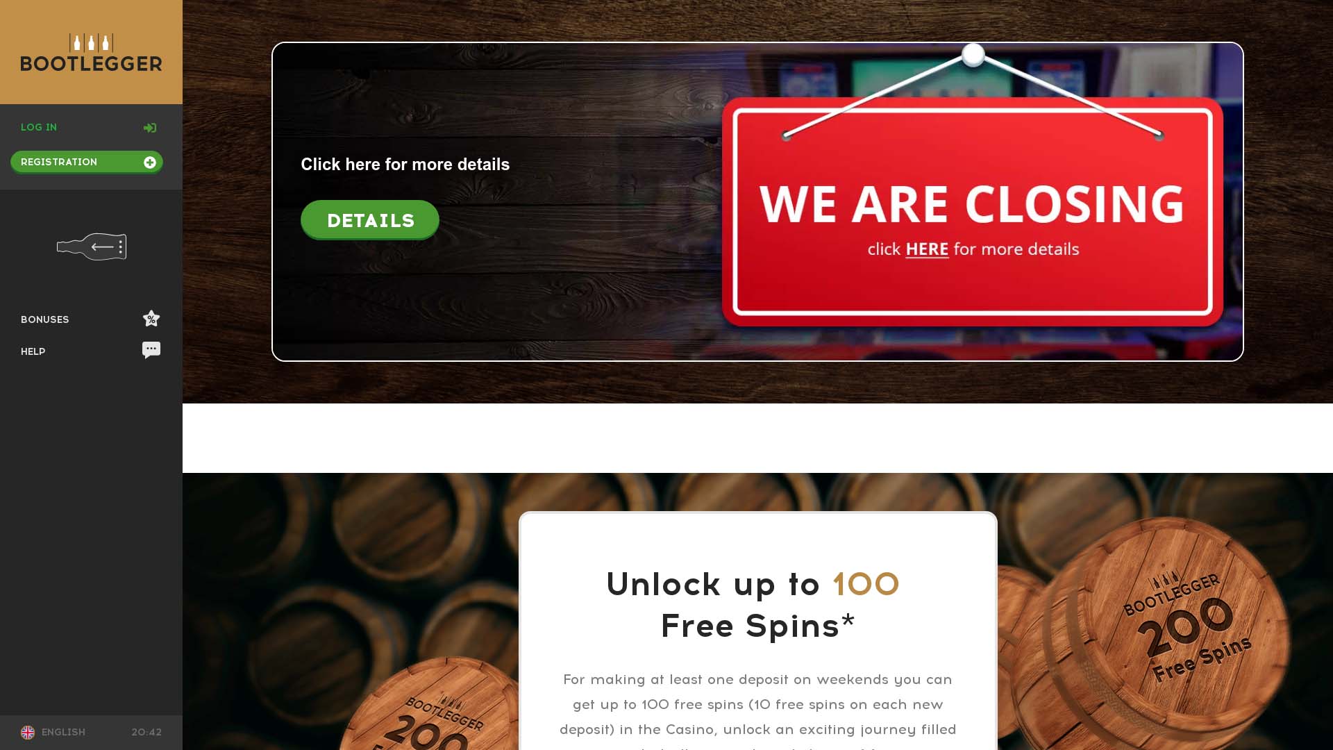 Screenshot of Bootlegger Casino taken in 2025 Screenshot of Bootlegger Casino taken in 2025