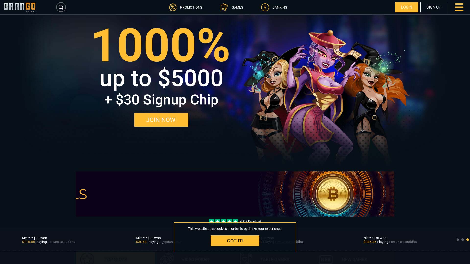 Screenshot of Brango Casino taken in 2025