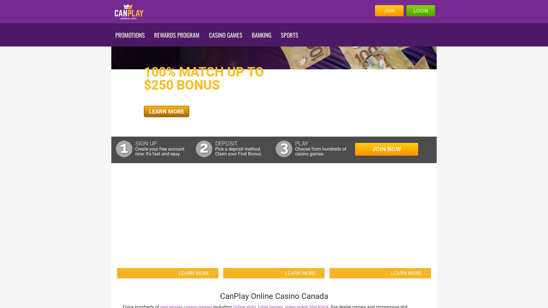 Screenshot of CanPlay Casino taken in 2025