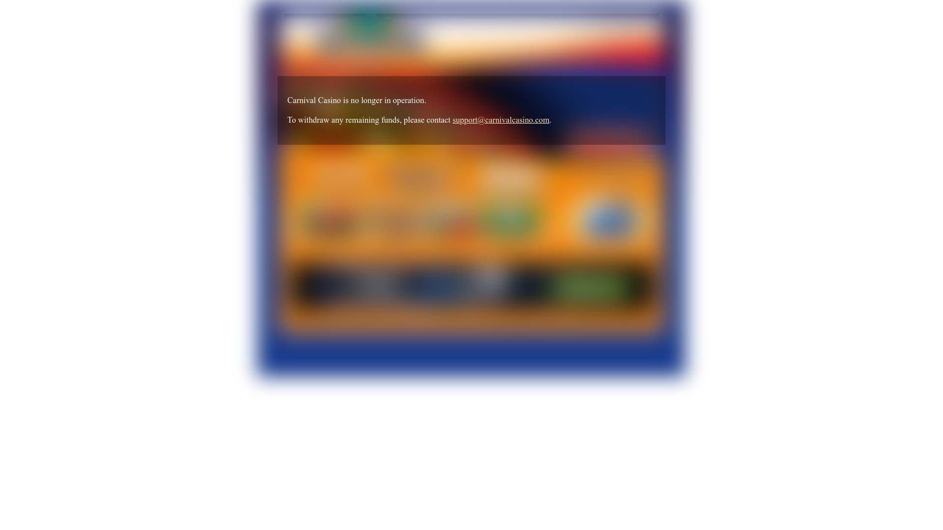 Screenshot of Carnival Casino taken in 2025