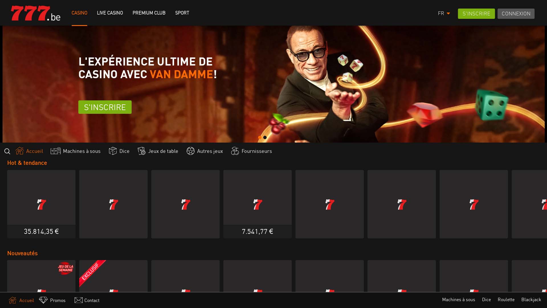 Screenshot of Casino 777 taken in 2025