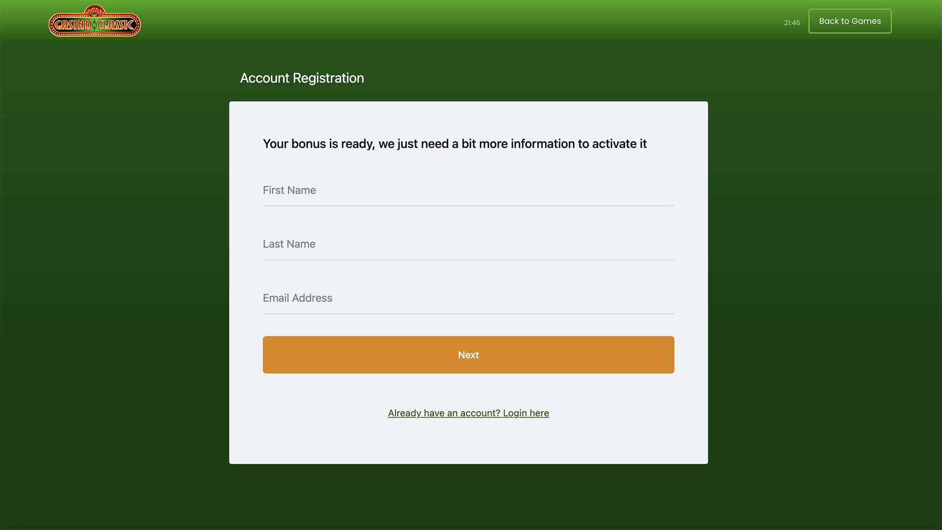 Casino Classic registration Casino Classic registration