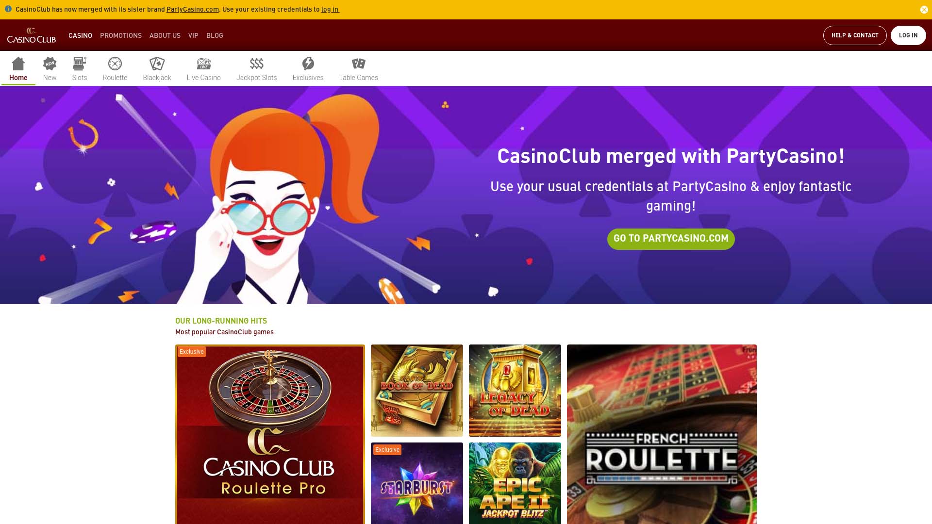 Screenshot of Casino Club taken in 2025