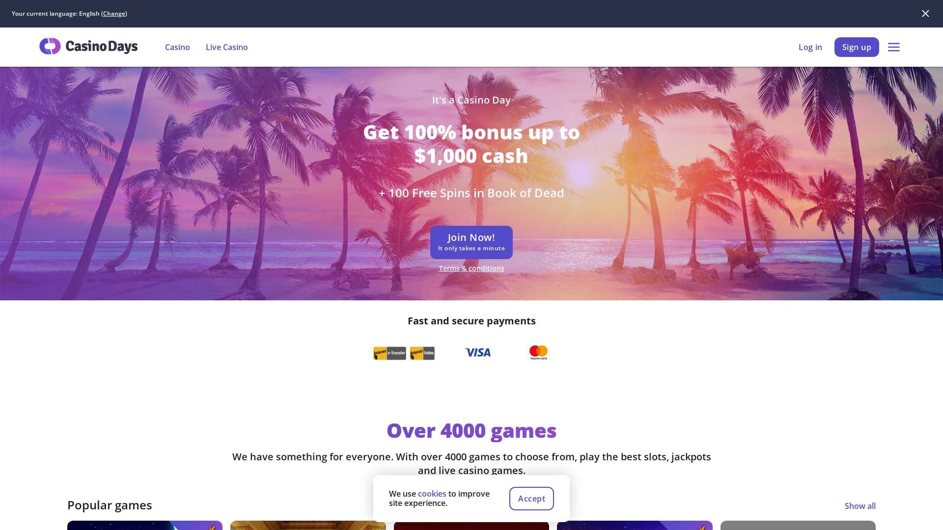 Screenshot of Casino Days taken in 2025