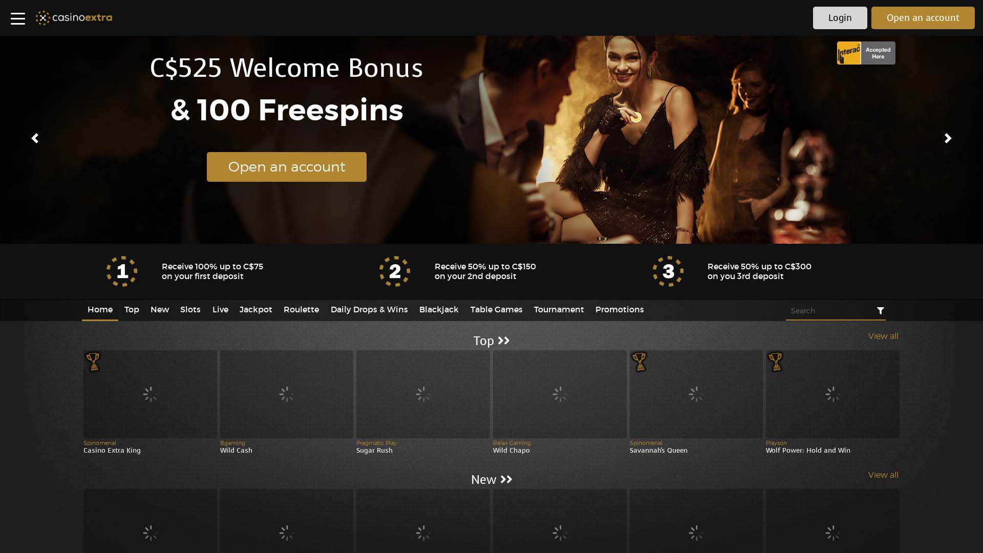 Screenshot of Casino Extra taken in 2025