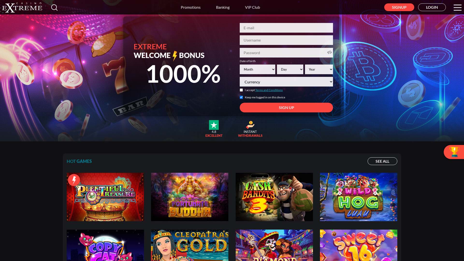 Screenshot of Casino Extreme taken in 2025