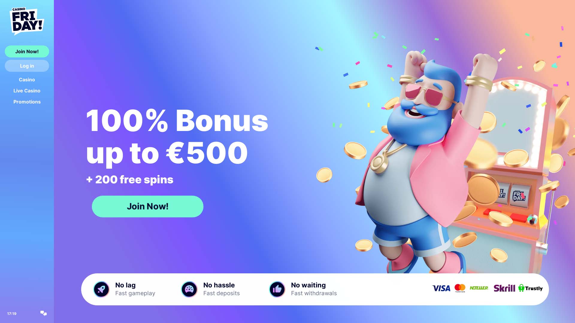 Screenshot of Casino Friday taken in 2025