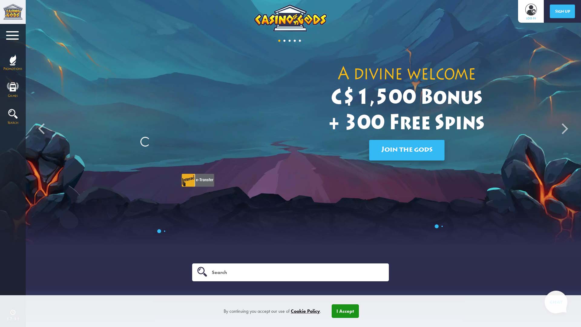 Screenshot of Casino Gods taken in 2025