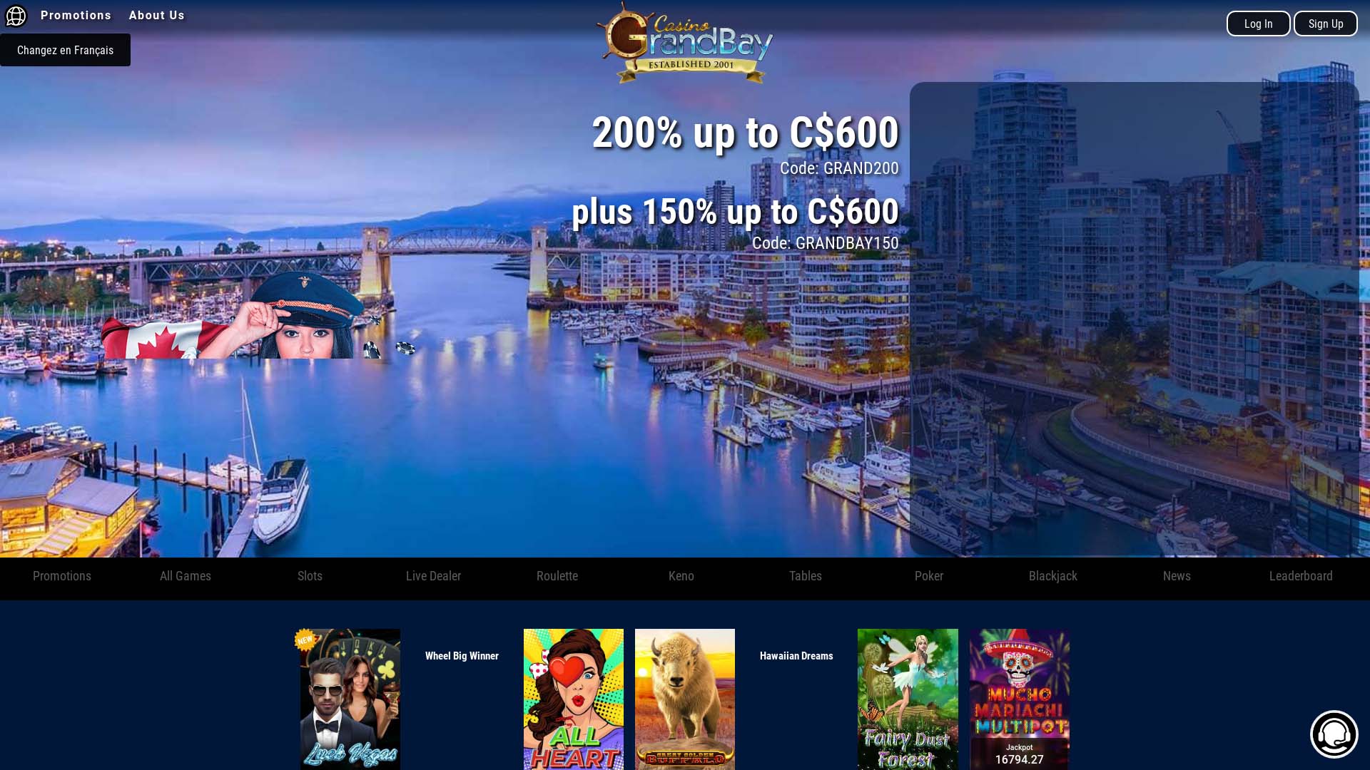 Screenshot of Casino Grand Bay taken in 2025