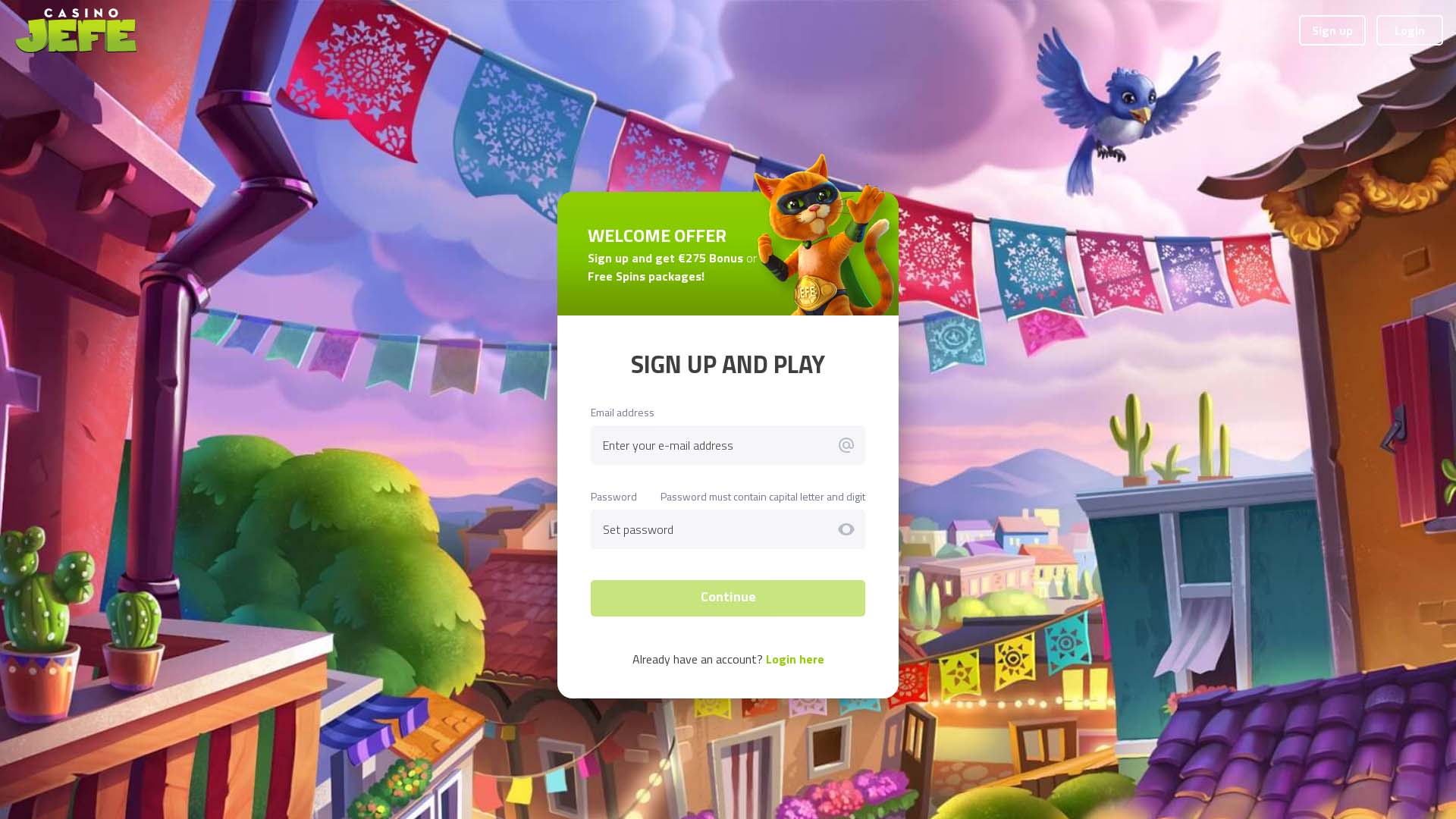 Screenshot of Casino Jefe taken in 2025