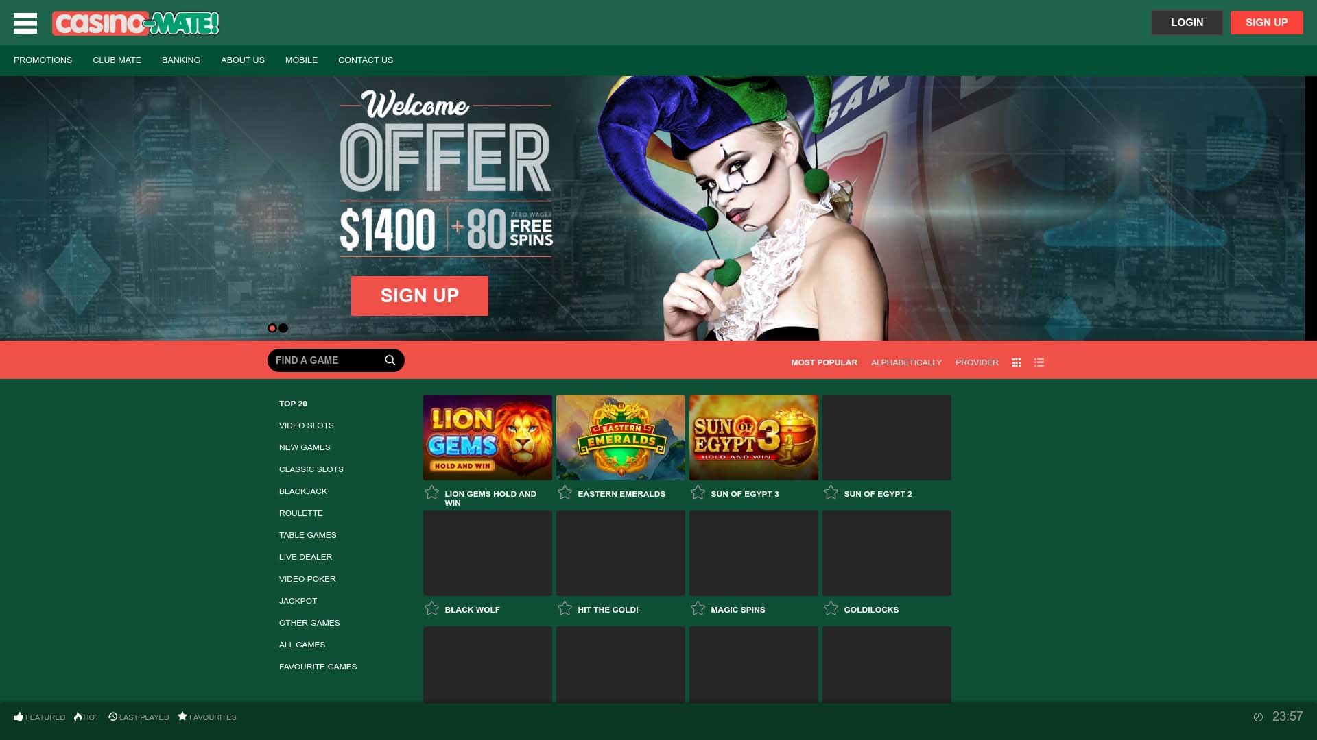 Screenshot of Casino Mate taken in 2025