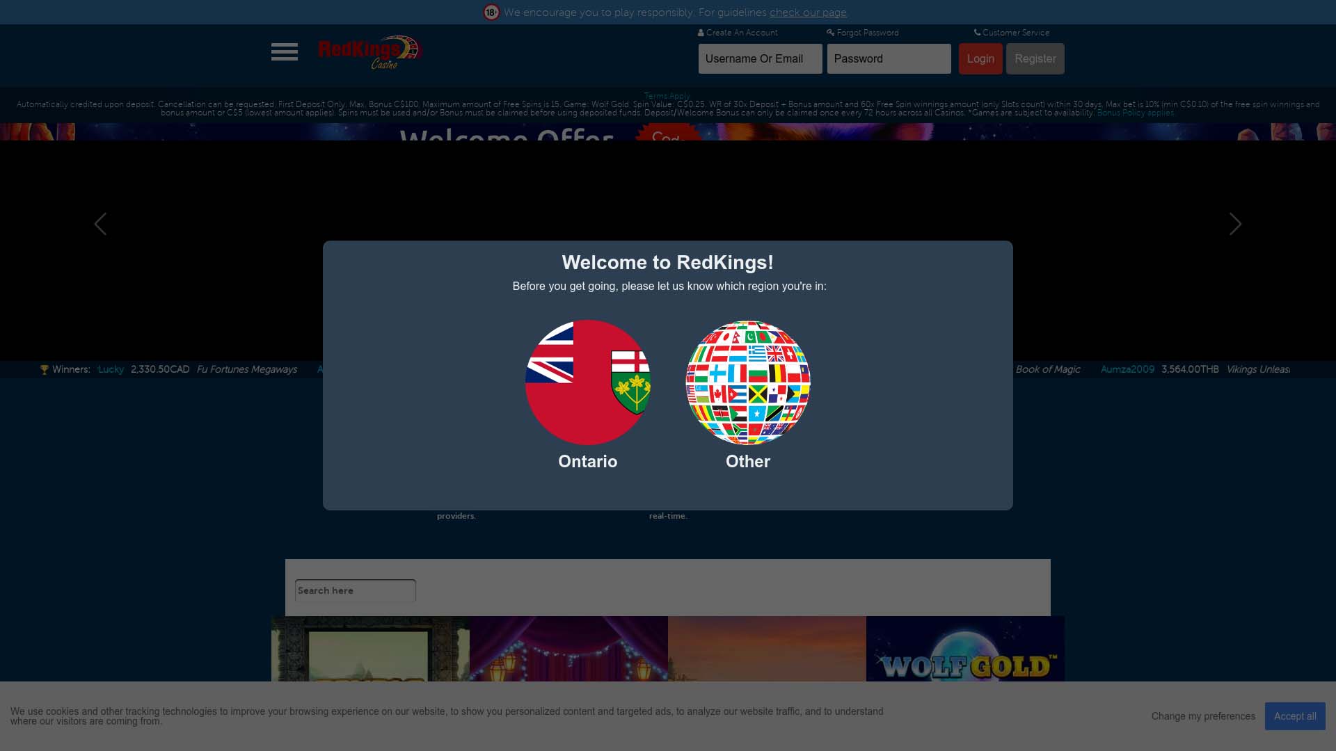 Screenshot of Casino RedKings taken in 2025 Screenshot of Casino RedKings taken in 2025