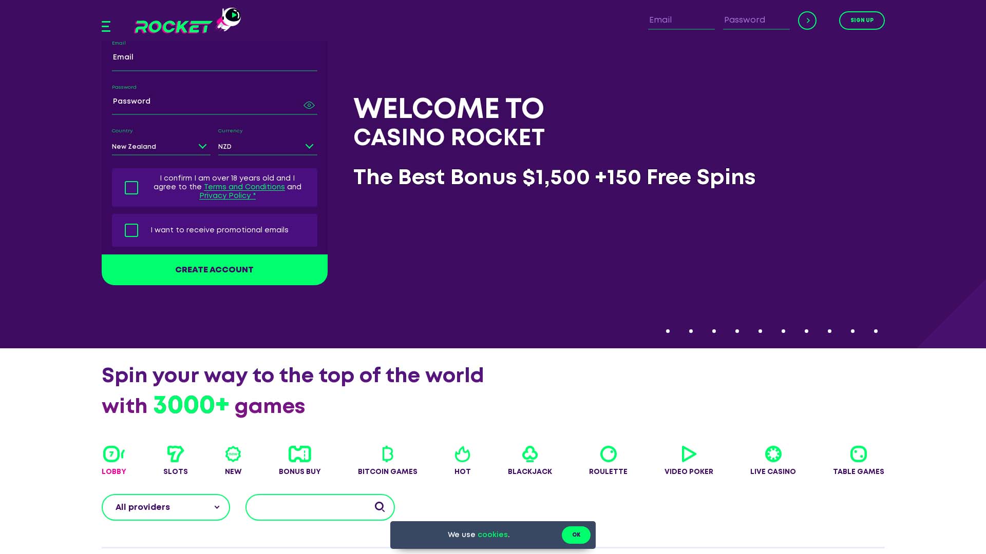 Screenshot of Casino Rocket taken in 2025