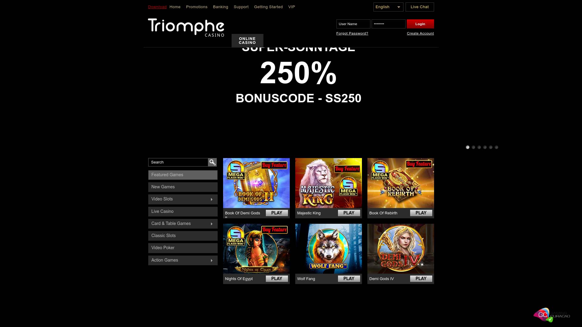 Screenshot of Casino Triomphe taken in 2025