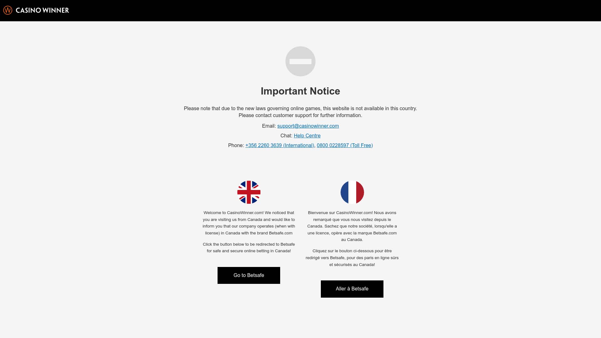 Screenshot of Casino Winner taken in 2025