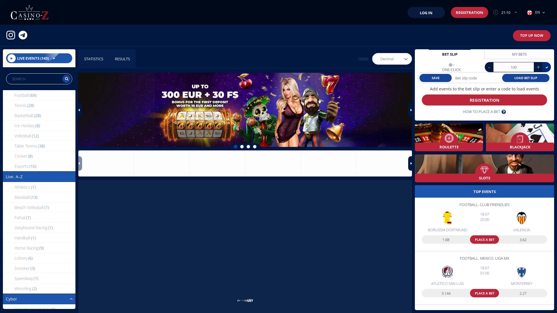 Screenshot of Casino Z taken in 2025