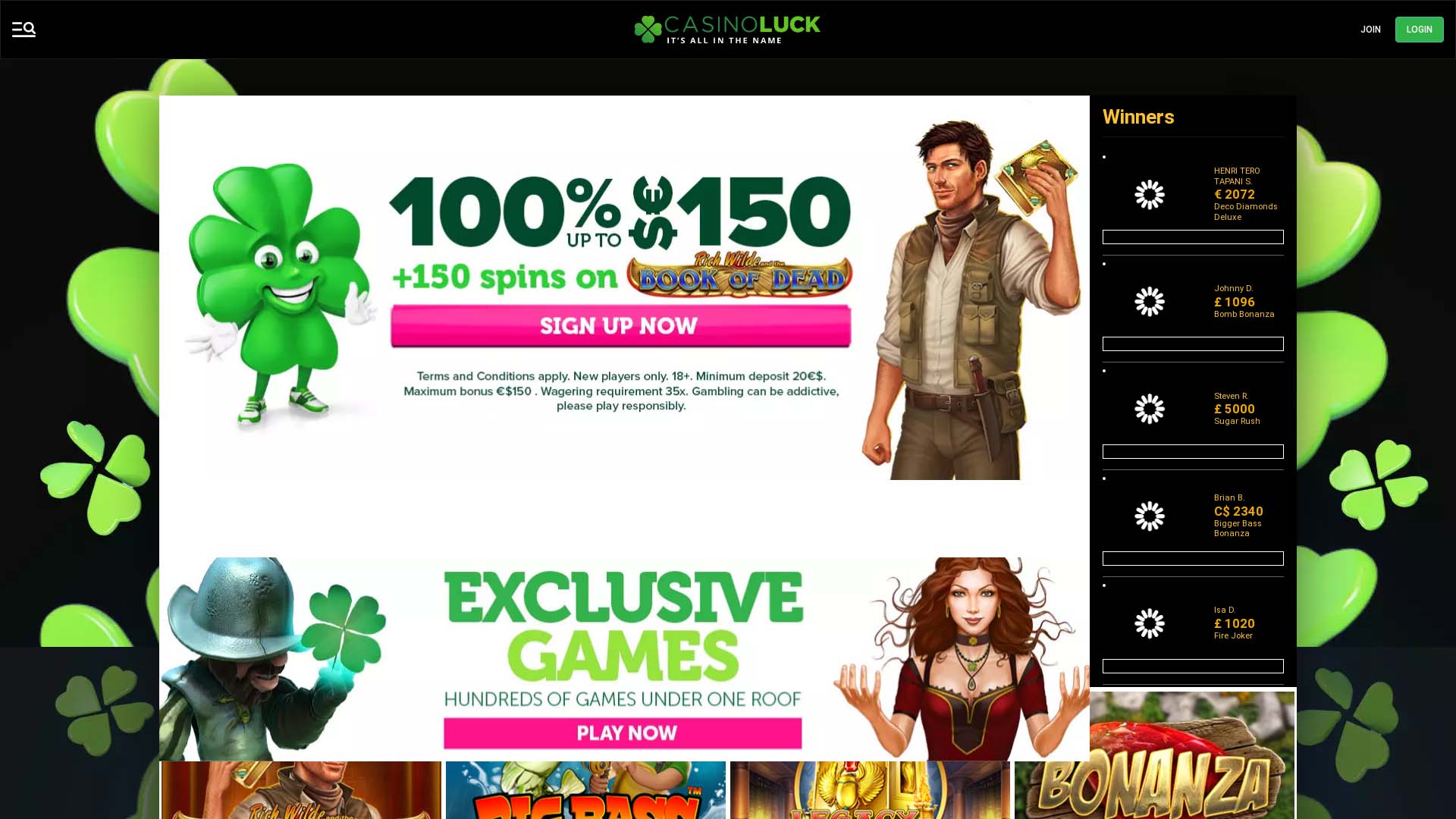 Screenshot of CasinoLuck taken in 2025 Screenshot of CasinoLuck taken in 2025
