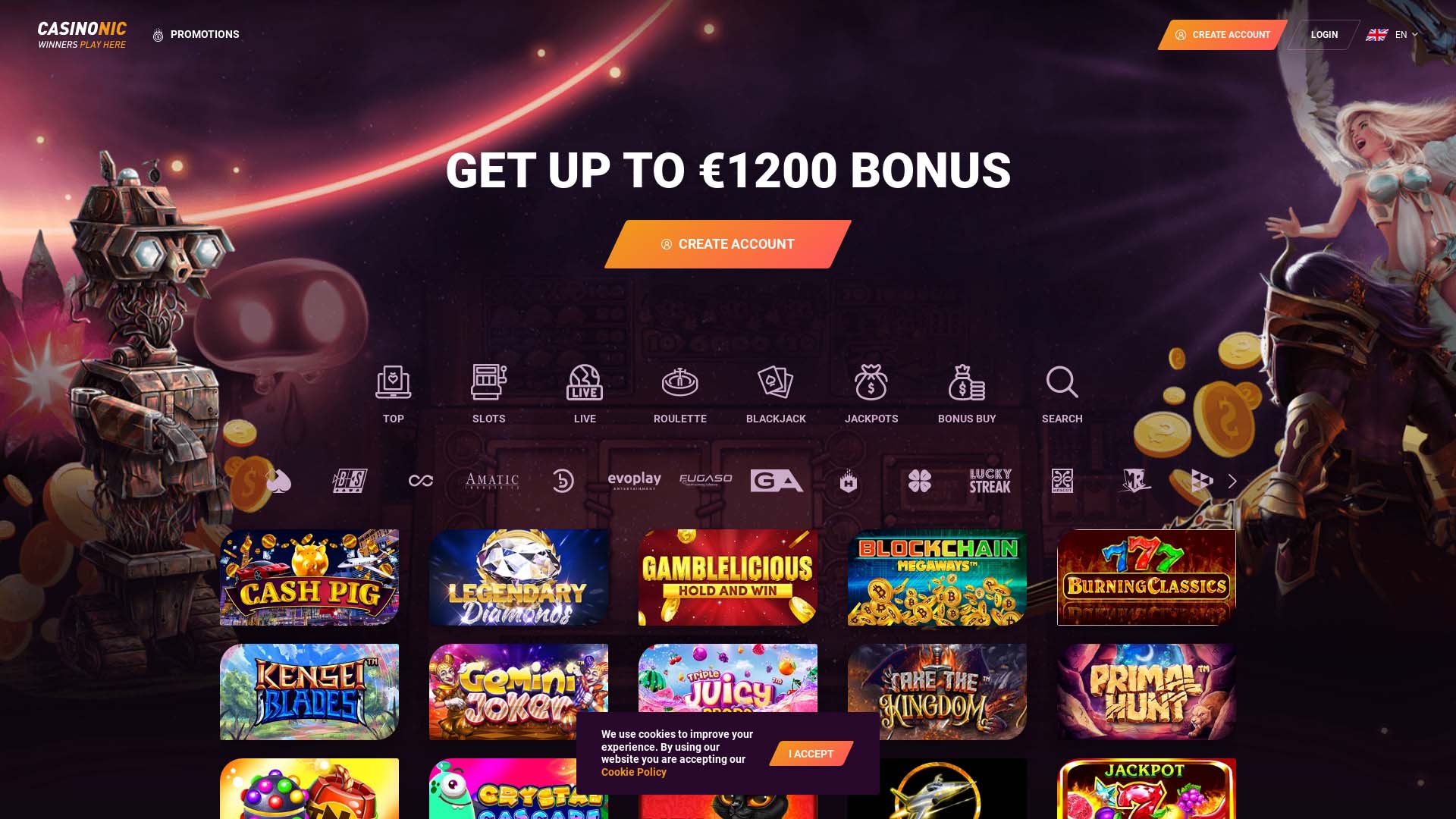 Screenshot of Casinonic Casino taken in 2025