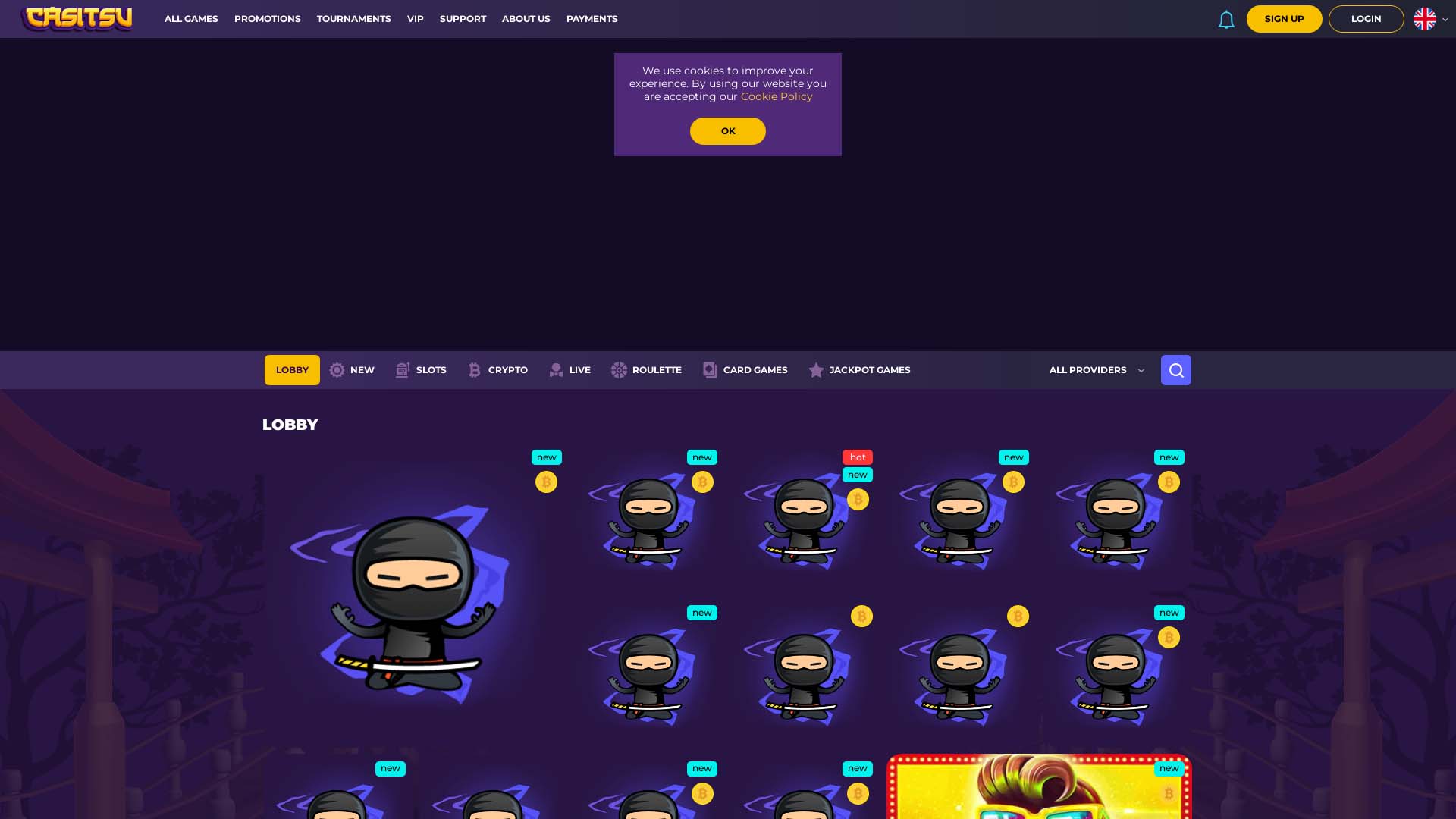 Screenshot of Casitsu Casino taken in 2025