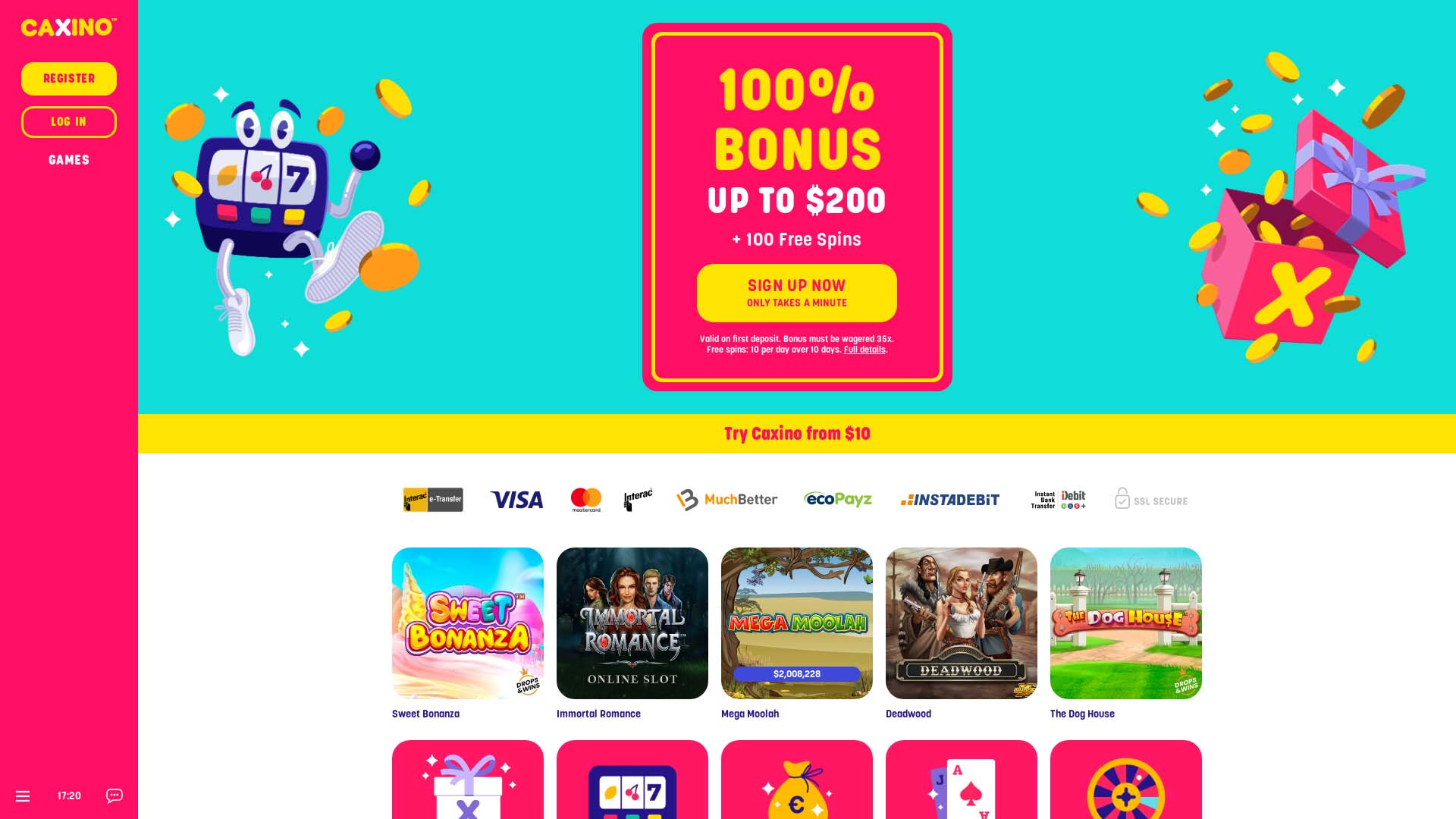 Screenshot of Caxino Casino taken in 2025