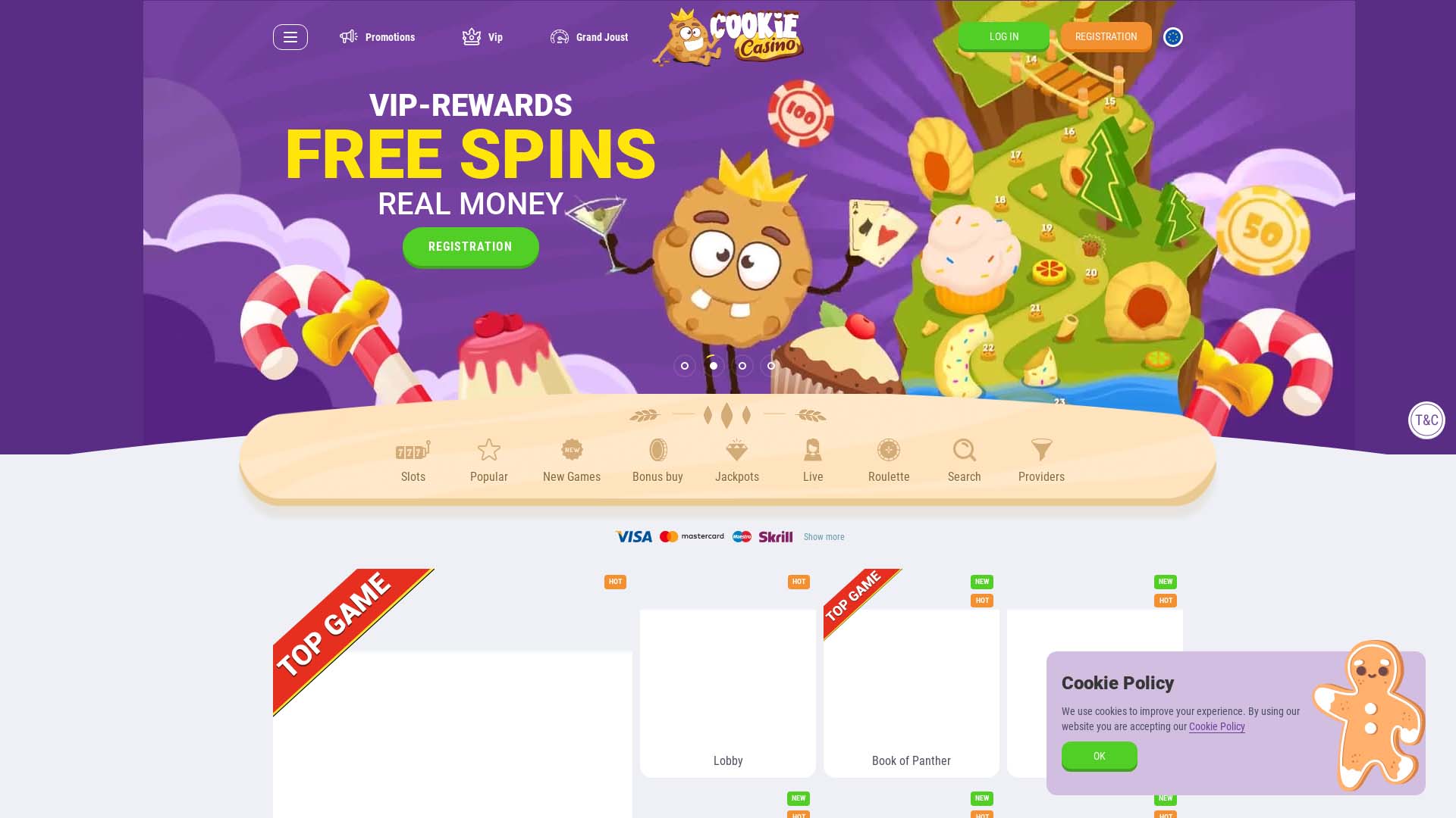 Screenshot of CookieCasino taken in 2025