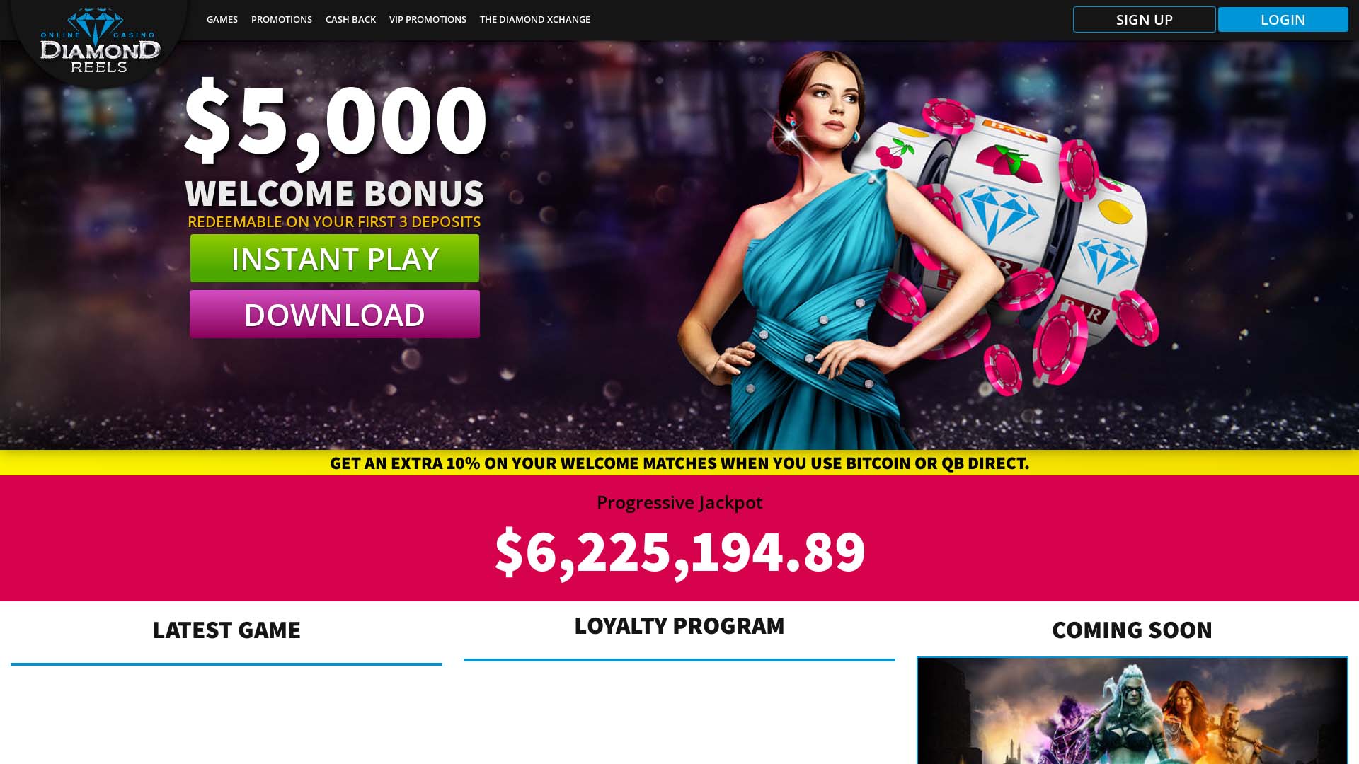 Screenshot of Diamond Reels Casino taken in 2025