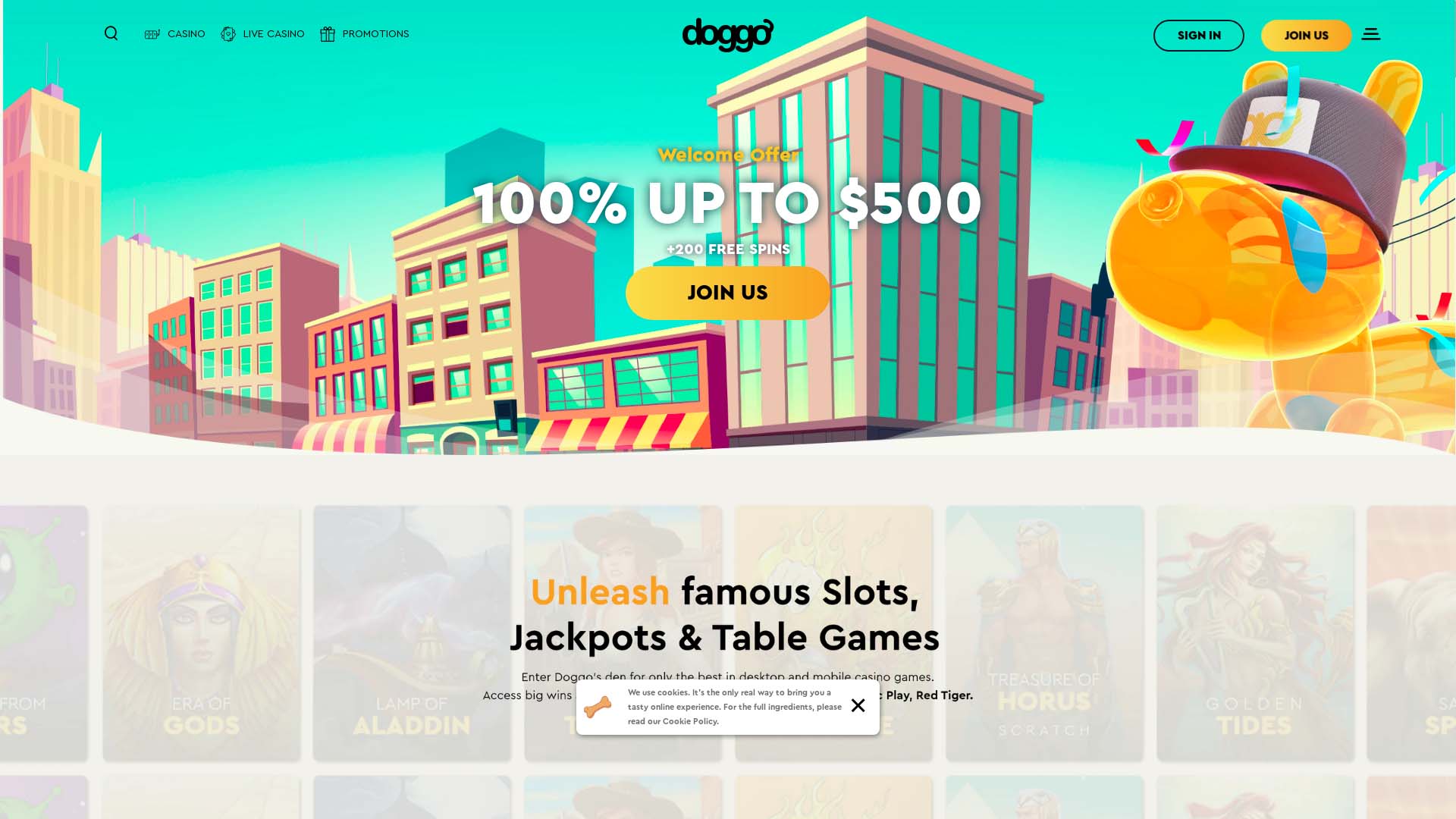 Screenshot of Doggo Casino taken in 2025