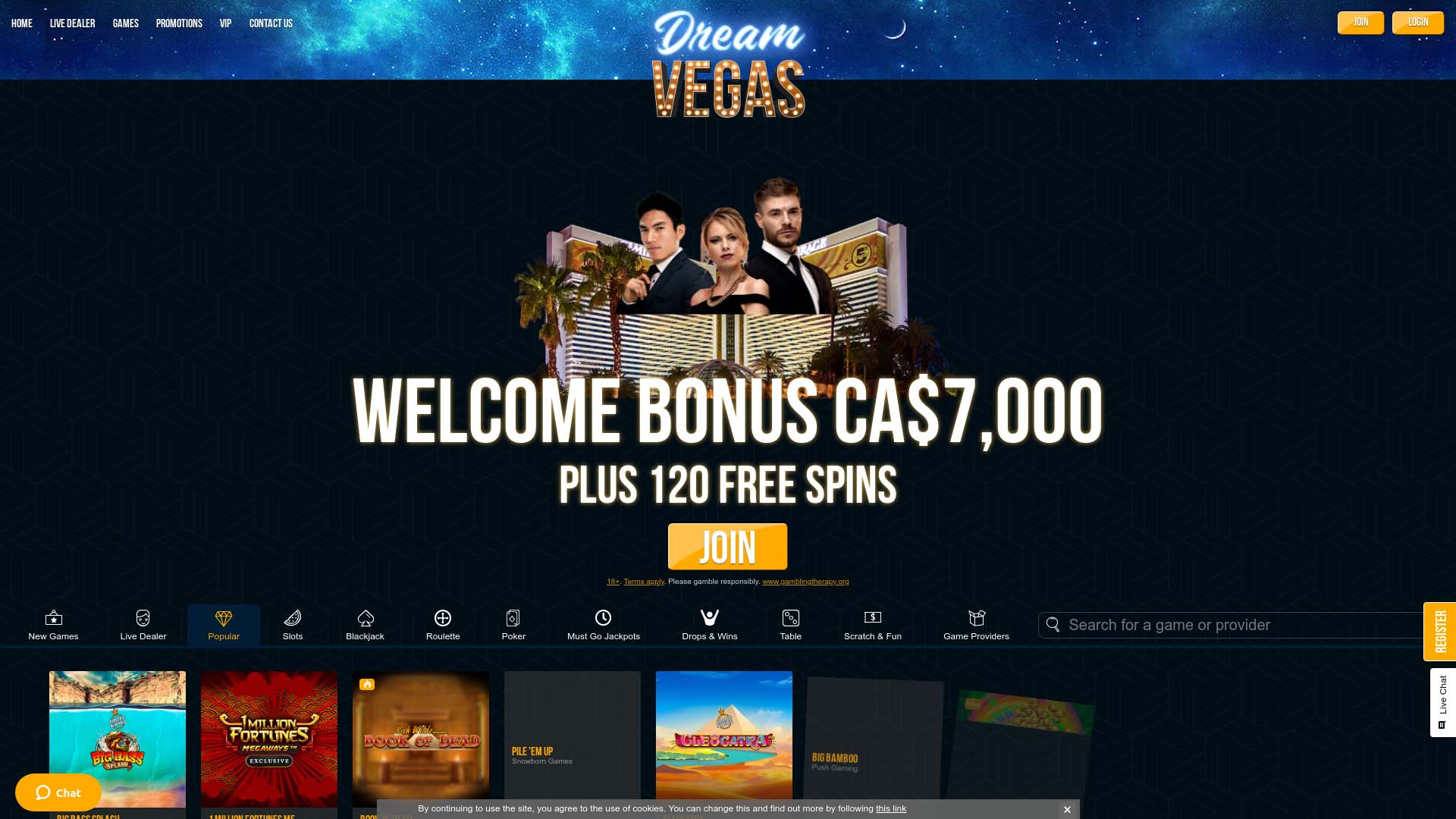 Screenshot of Dream Vegas Casino taken in 2025