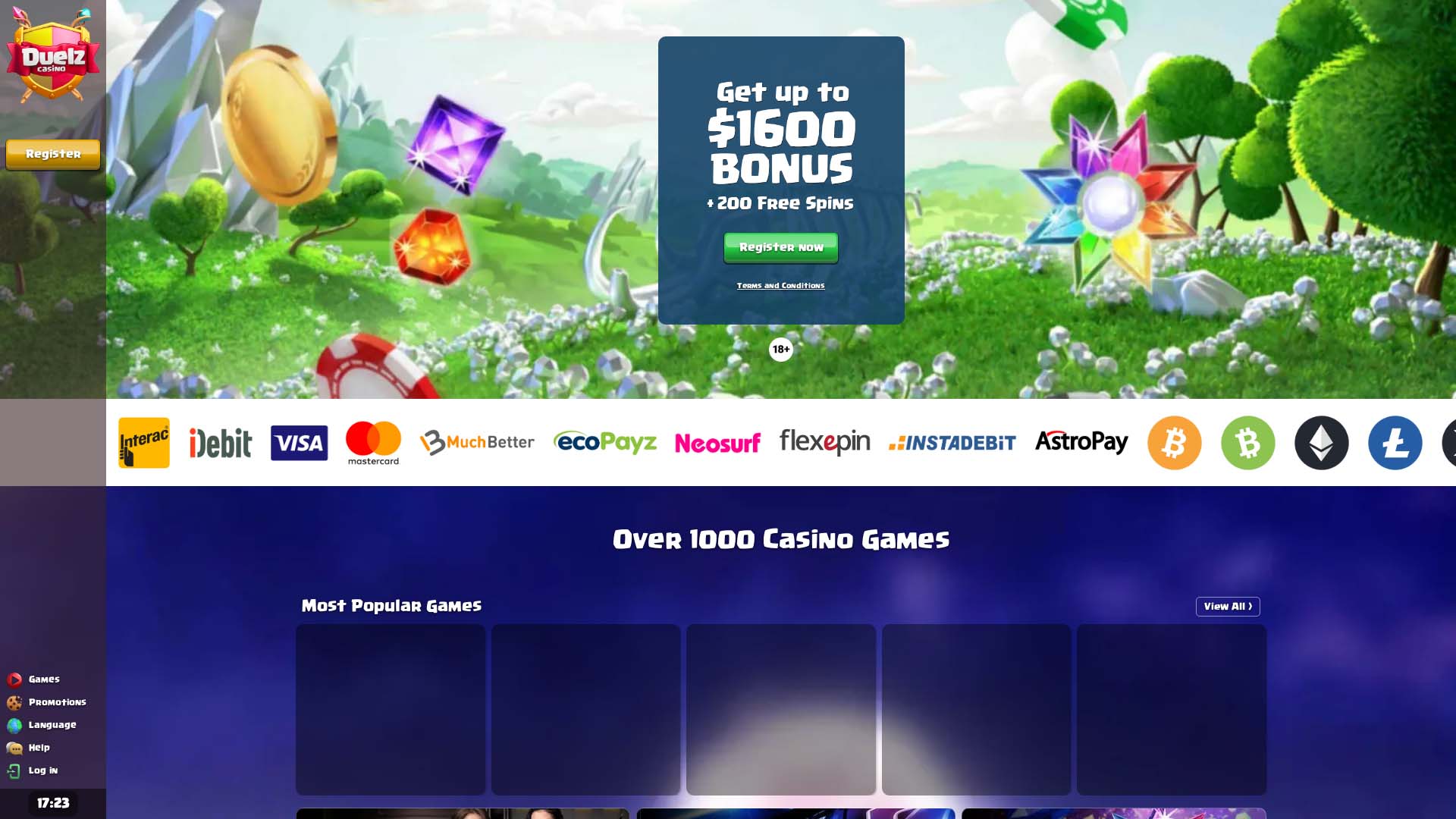 Screenshot of Duelz Casino taken in 2025 Screenshot of Duelz Casino taken in 2025