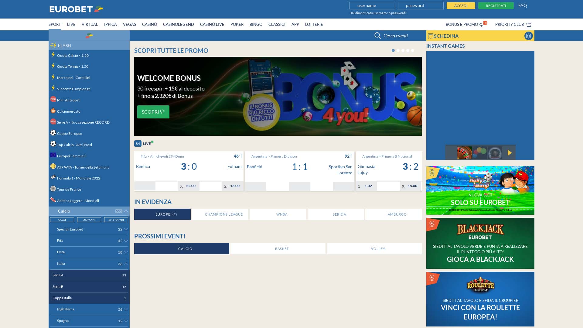 Screenshot of Eurobet Casino taken in 2025 Screenshot of Eurobet Casino taken in 2025