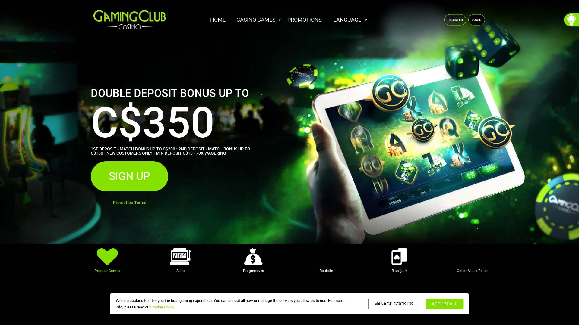 Screenshot of Gaming Club Casino taken in 2025 Screenshot of Gaming Club Casino taken in 2025