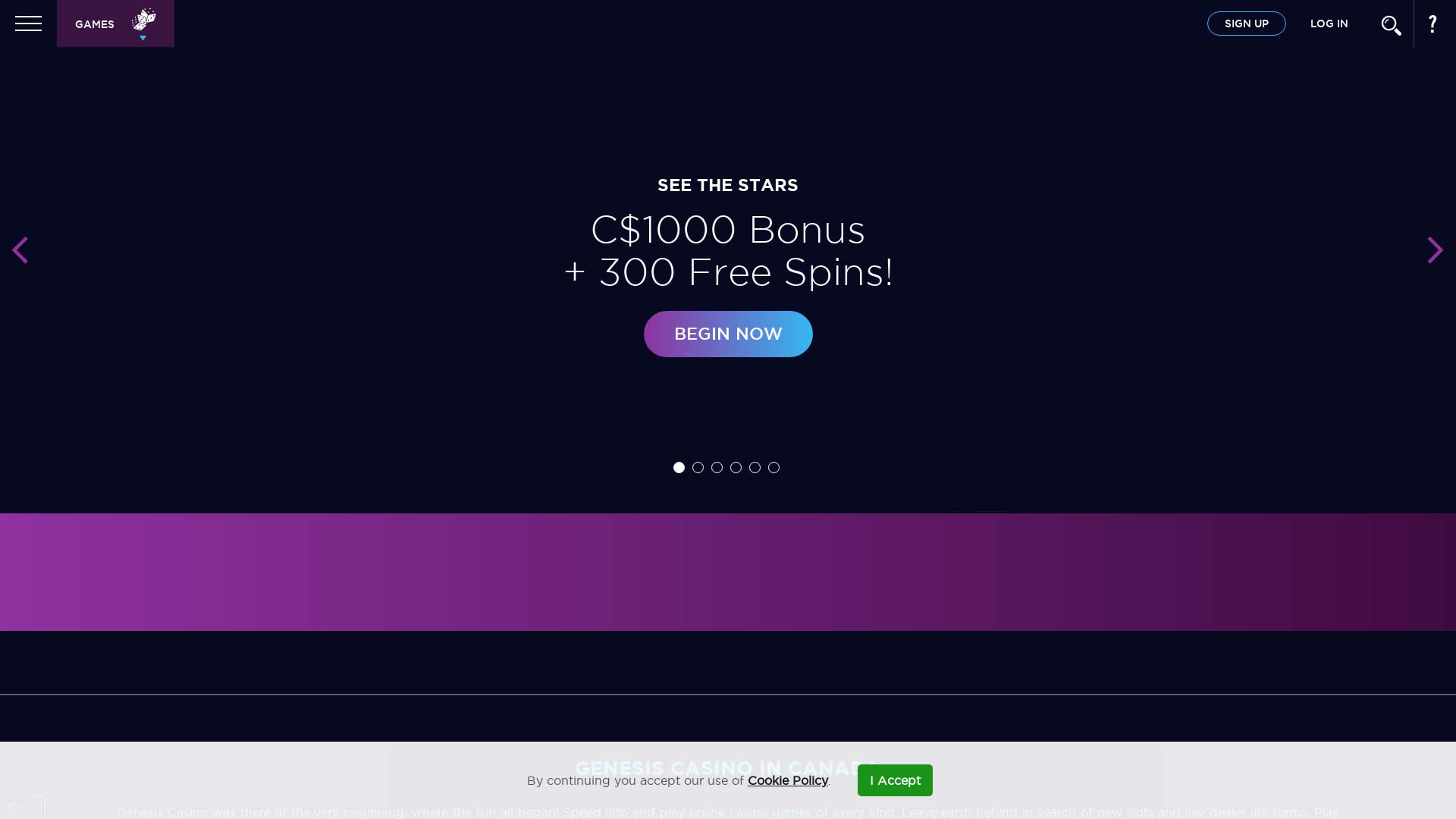 Screenshot of Genesis Casino taken in 2025 Screenshot of Genesis Casino taken in 2025