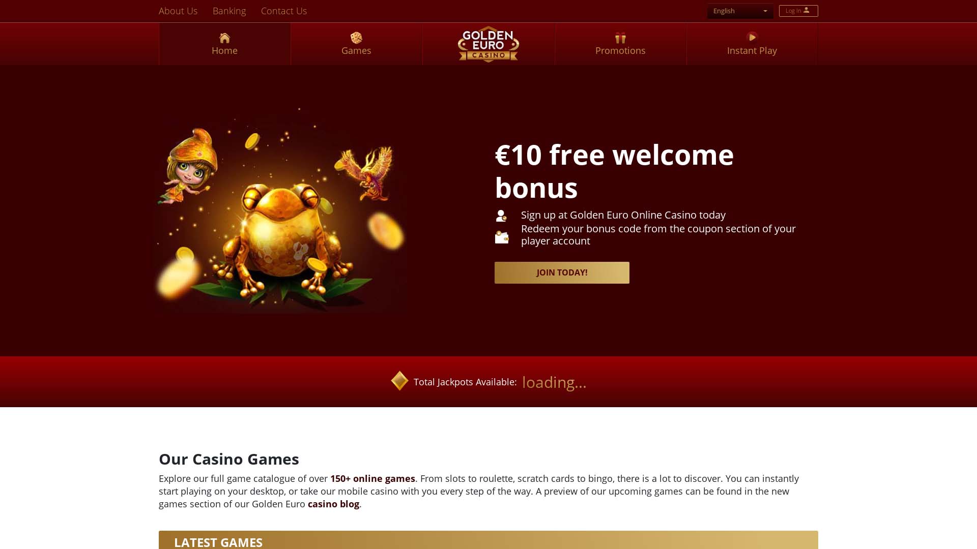 Screenshot of Golden Euro Casino taken in 2025