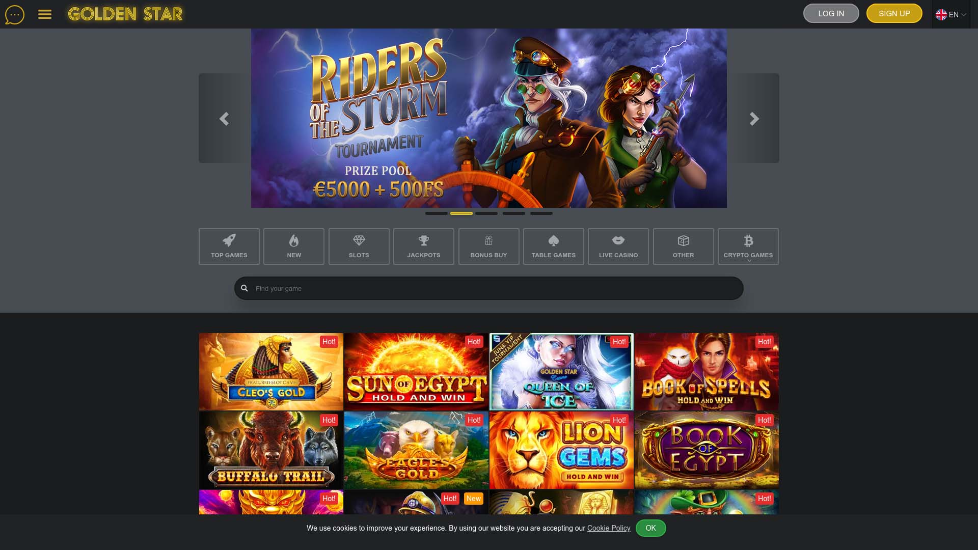 Screenshot of Golden Star Casino taken in 2025