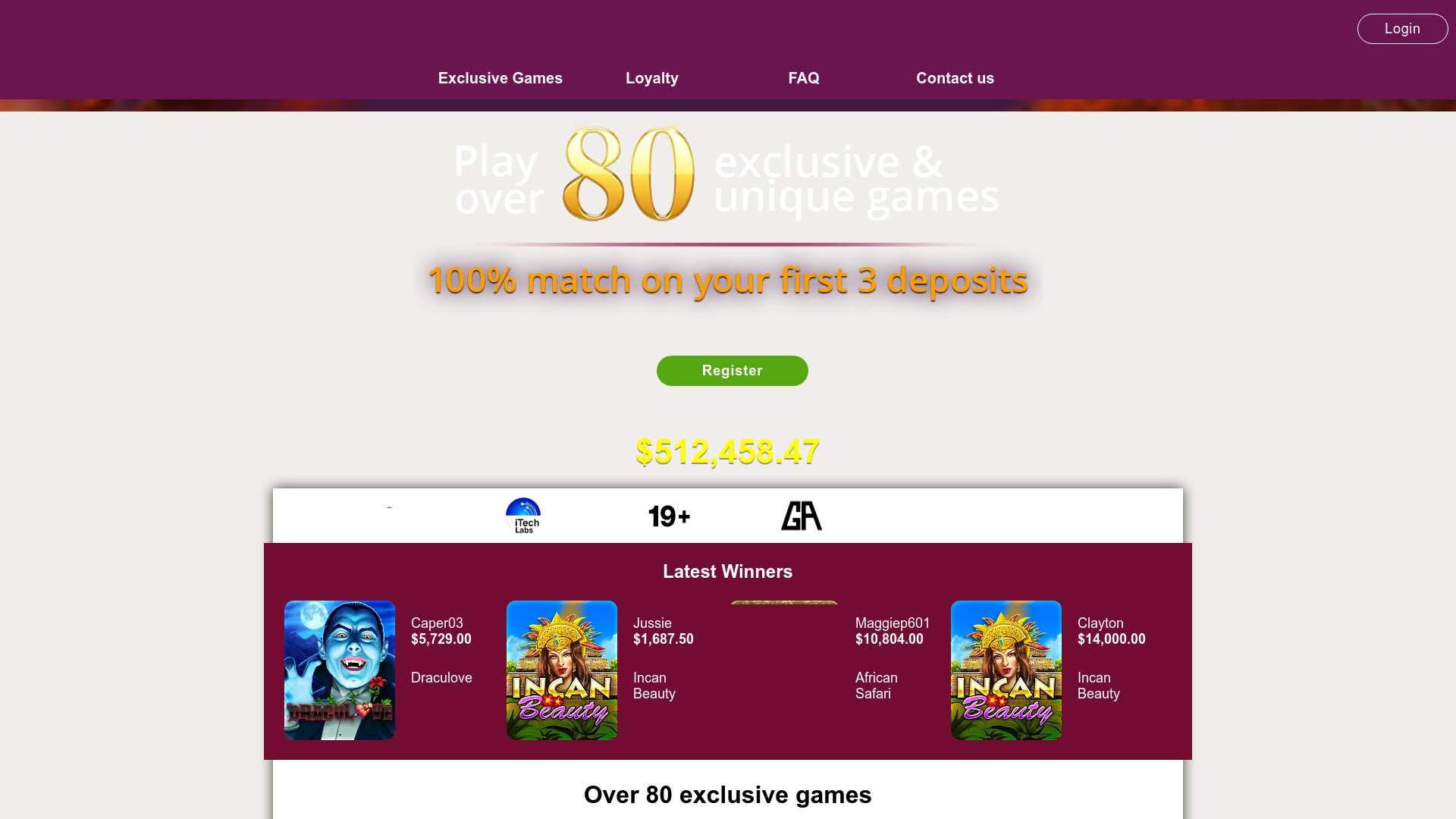 Screenshot of HighFlyer Casino taken in 2025